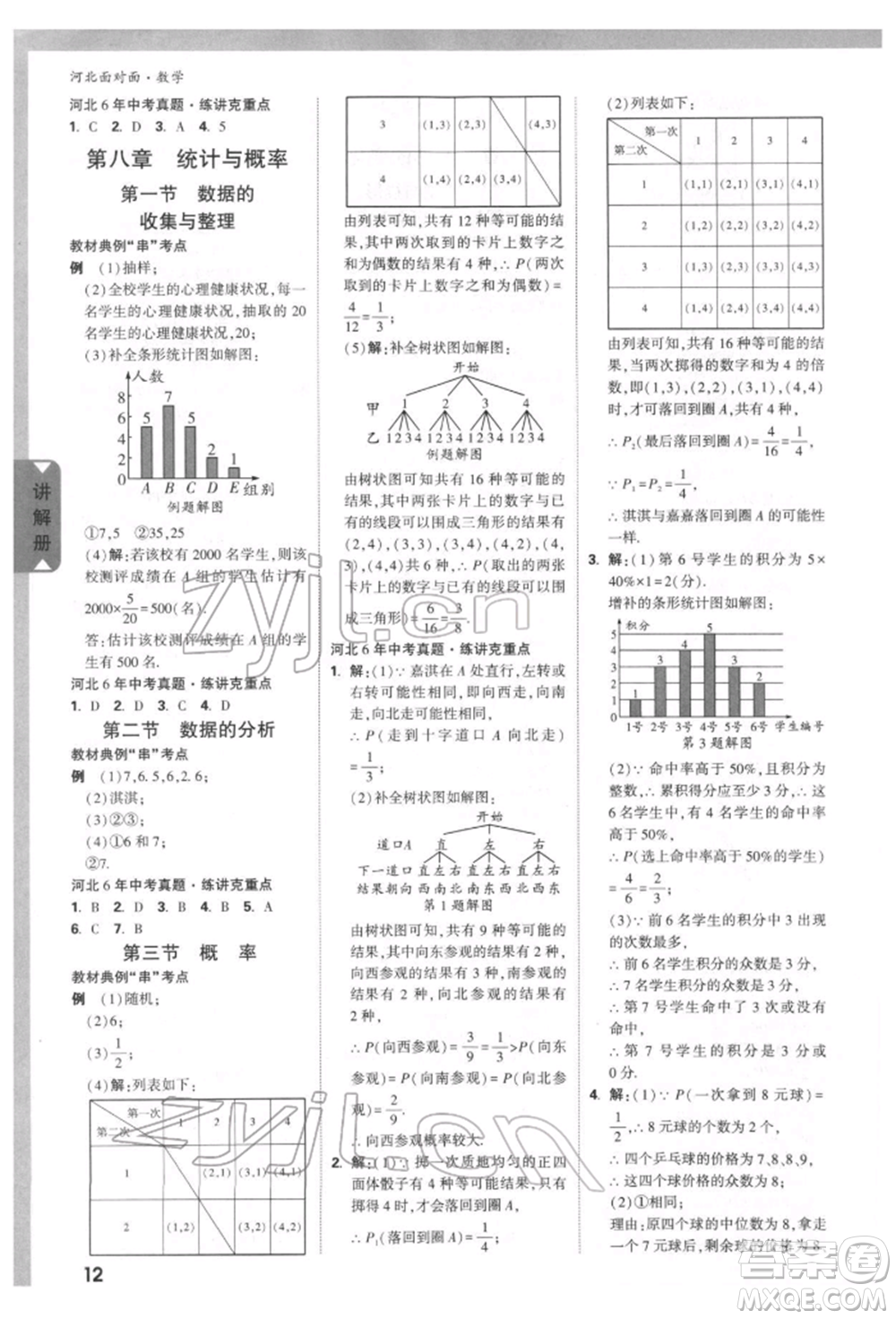新疆青少年出版社2022中考面對(duì)面九年級(jí)數(shù)學(xué)通用版河北專版參考答案