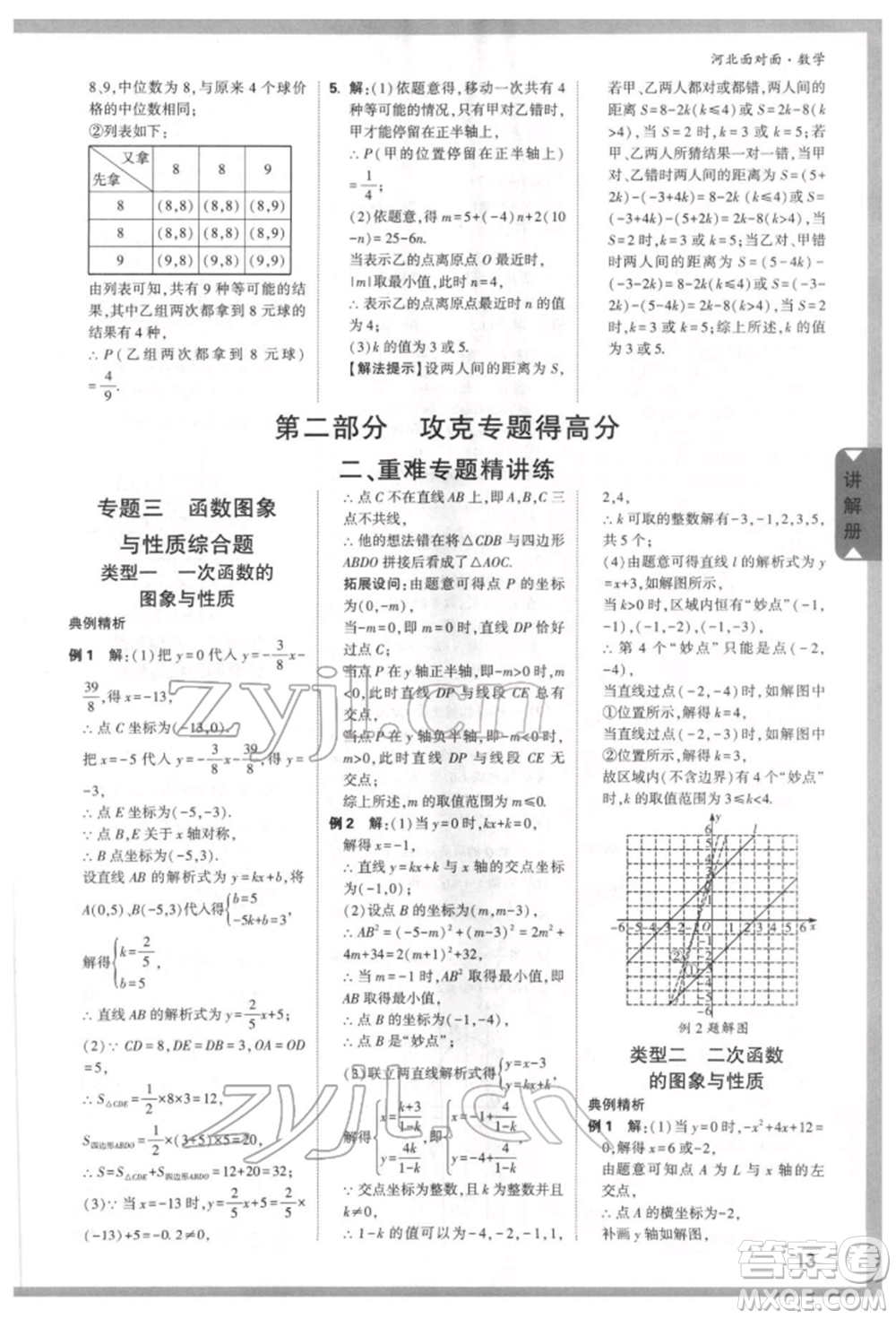 新疆青少年出版社2022中考面對(duì)面九年級(jí)數(shù)學(xué)通用版河北專版參考答案