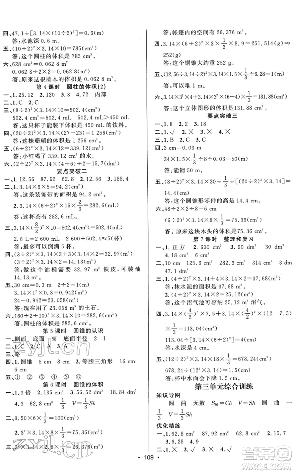 新疆文化出版社2022金榜行動六年級數(shù)學下冊R人教版答案