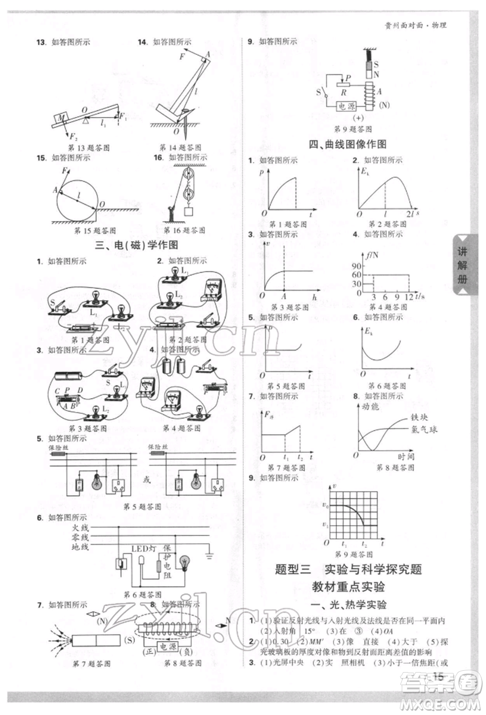 新疆青少年出版社2022中考面對(duì)面九年級(jí)物理通用版貴州專(zhuān)版參考答案