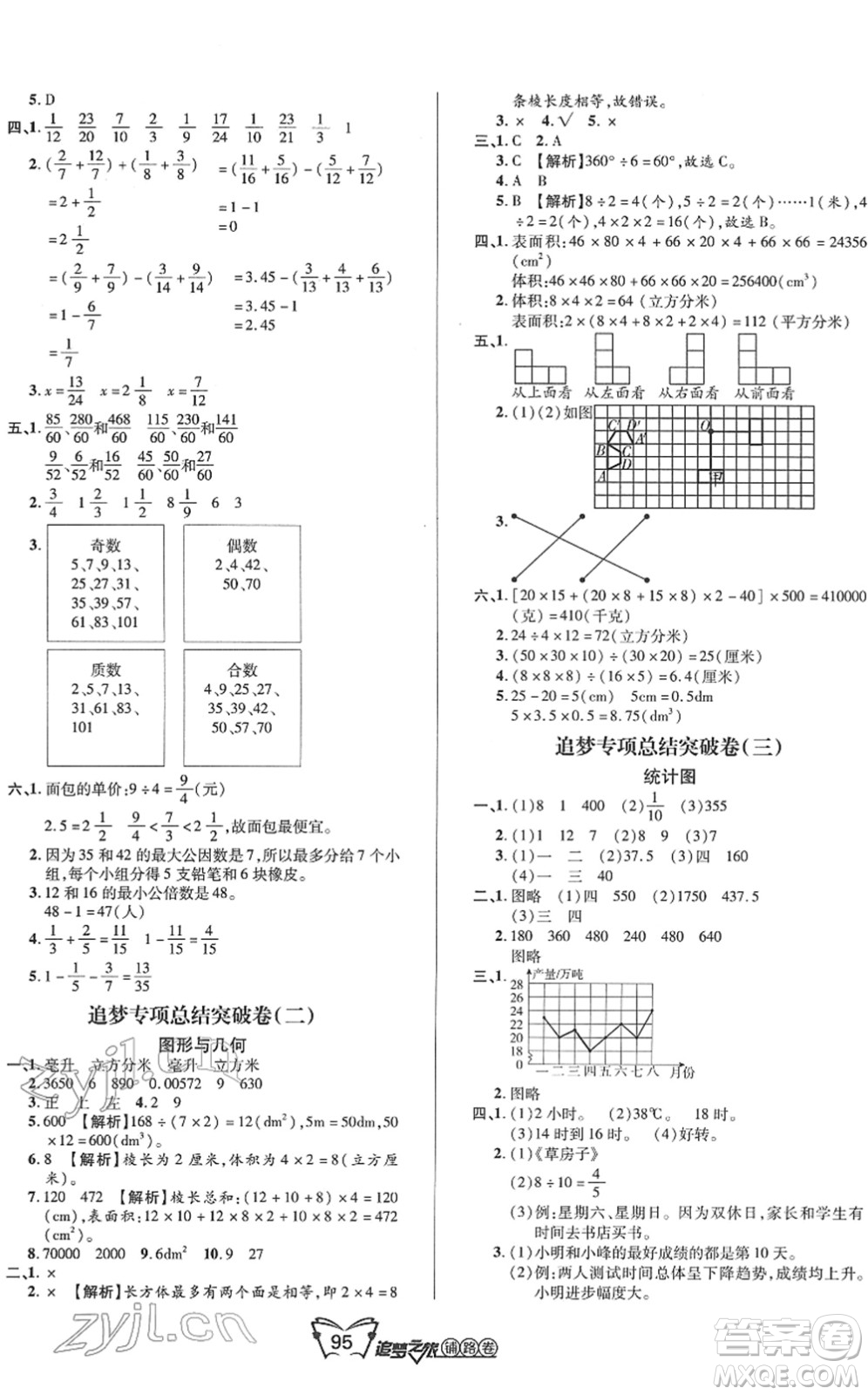 天津科學(xué)技術(shù)出版社2022追夢(mèng)之旅鋪路卷五年級(jí)數(shù)學(xué)下冊(cè)RJ人教版河南專(zhuān)版答案