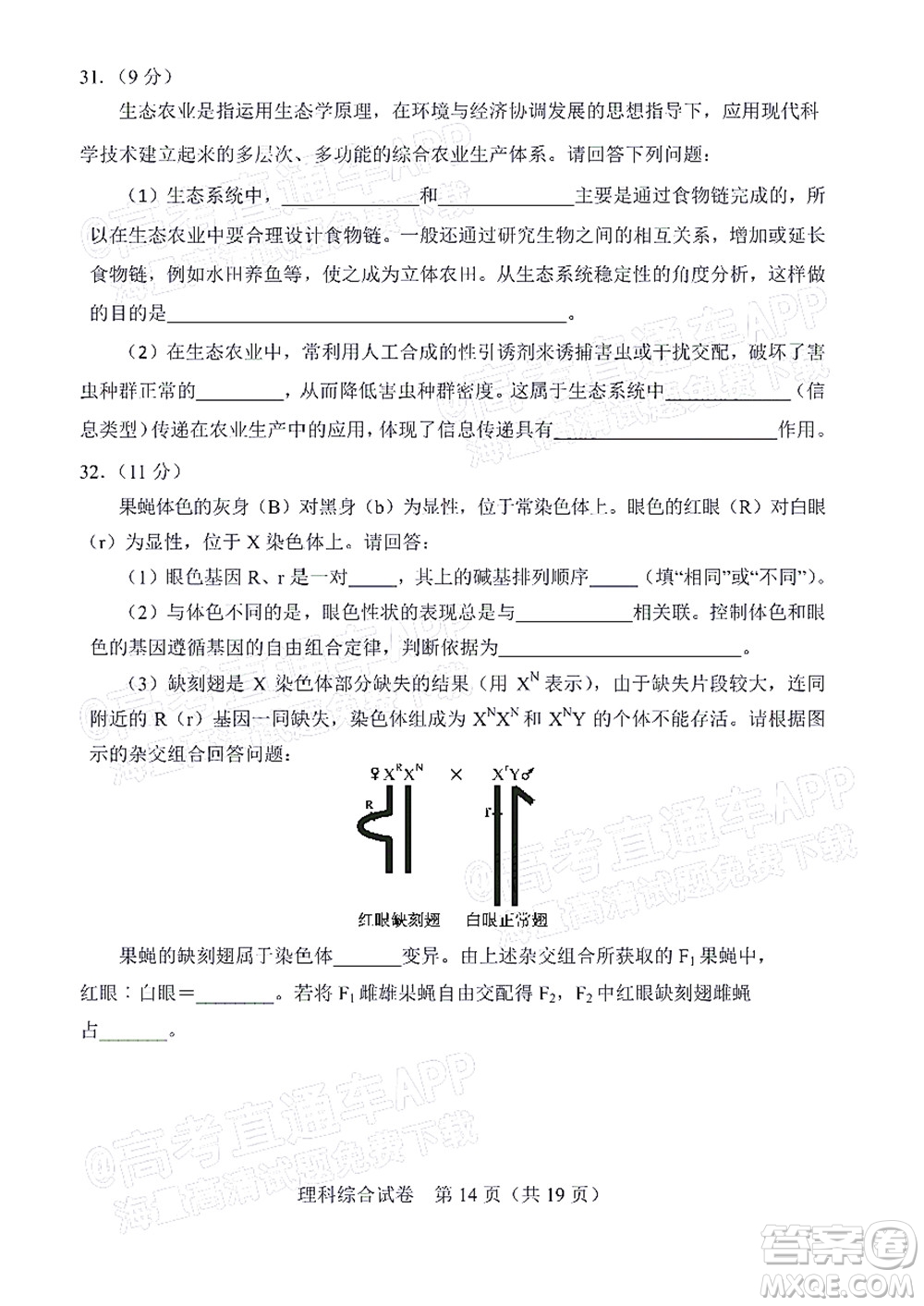 長春市2022屆高三質量監(jiān)測三線上考試理科綜合試題及答案