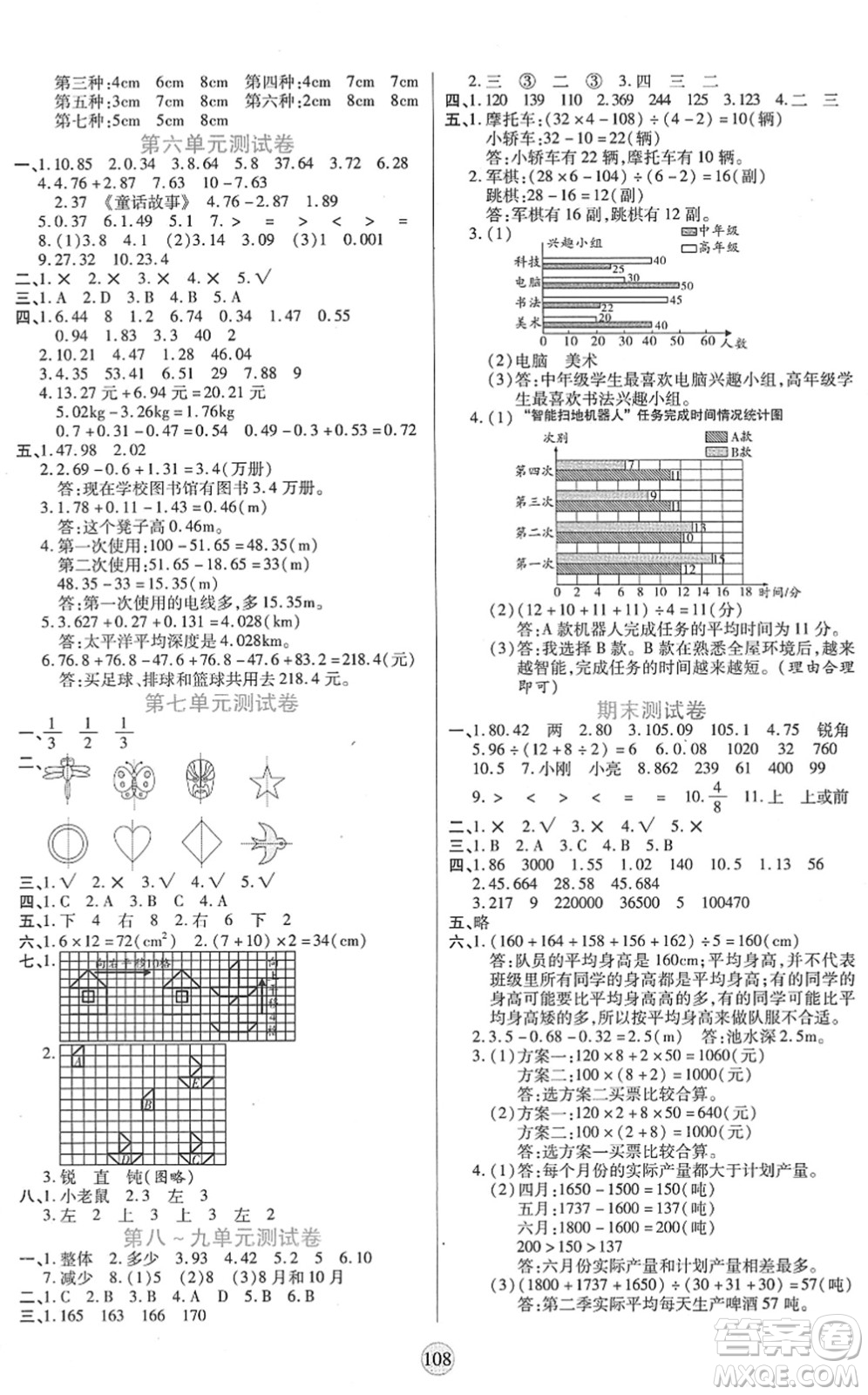 天津科學(xué)技術(shù)出版社2022云頂課堂四年級數(shù)學(xué)下冊RJ人教版答案