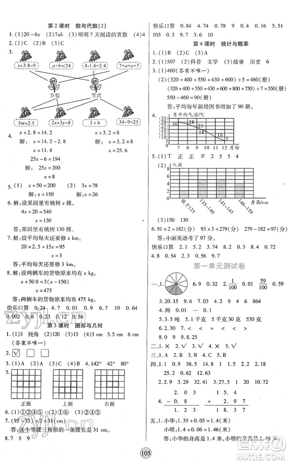 天津科學(xué)技術(shù)出版社2022云頂課堂四年級數(shù)學(xué)下冊BS北師版答案