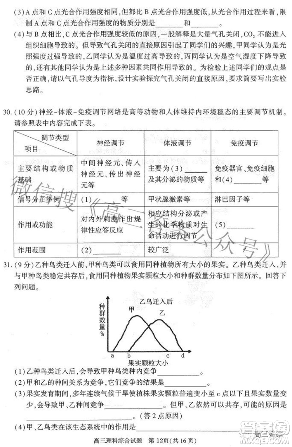 合肥市2022年高三第二次教學(xué)質(zhì)量檢測理科綜合試題及答案
