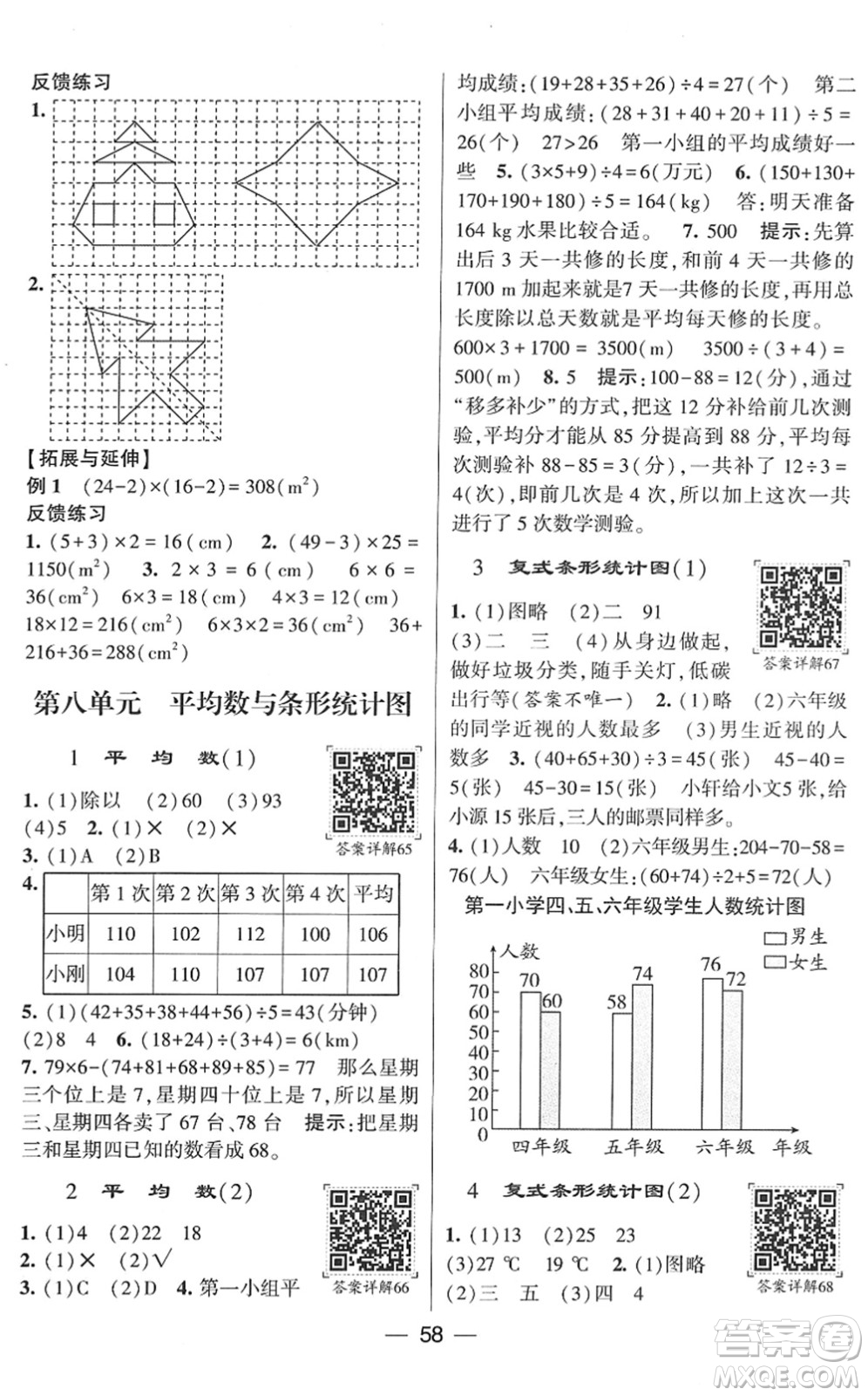 河海大學出版社2022學霸棒棒堂同步提優(yōu)四年級數(shù)學下冊RJ人教版答案