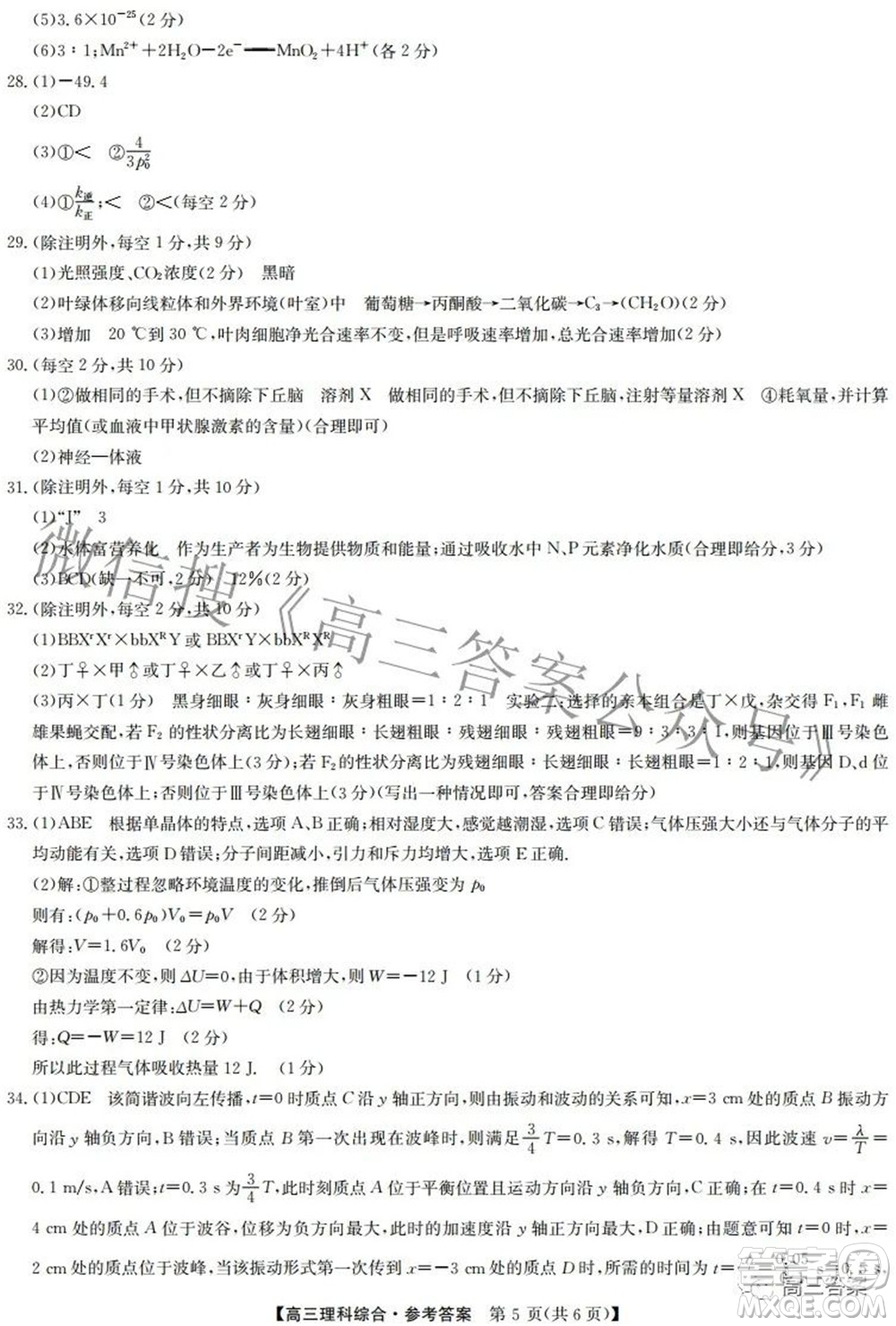 2022九師聯(lián)盟高三4月質(zhì)量監(jiān)測理科綜合試題及答案