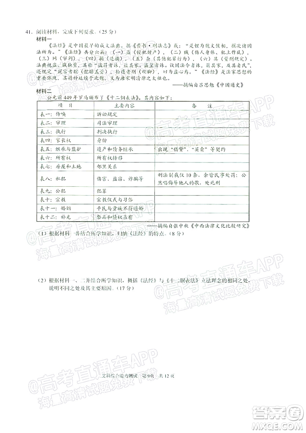 滁州市2022年高三第二次教學(xué)質(zhì)量監(jiān)測(cè)文科綜合試題及答案