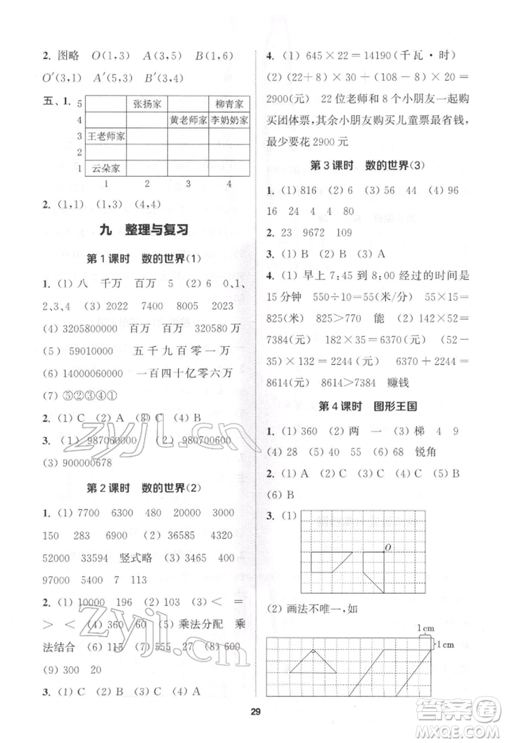 蘇州大學(xué)出版社2022金鑰匙1+1課時作業(yè)四年級下冊數(shù)學(xué)江蘇版參考答案