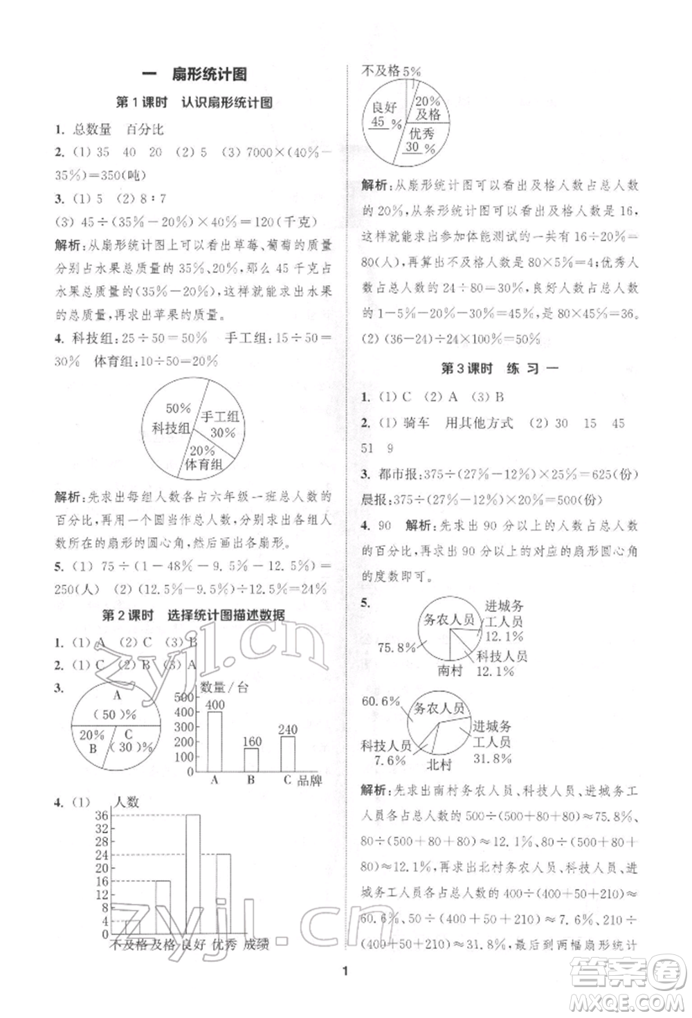 蘇州大學(xué)出版社2022金鑰匙1+1課時作業(yè)六年級下冊數(shù)學(xué)江蘇版參考答案