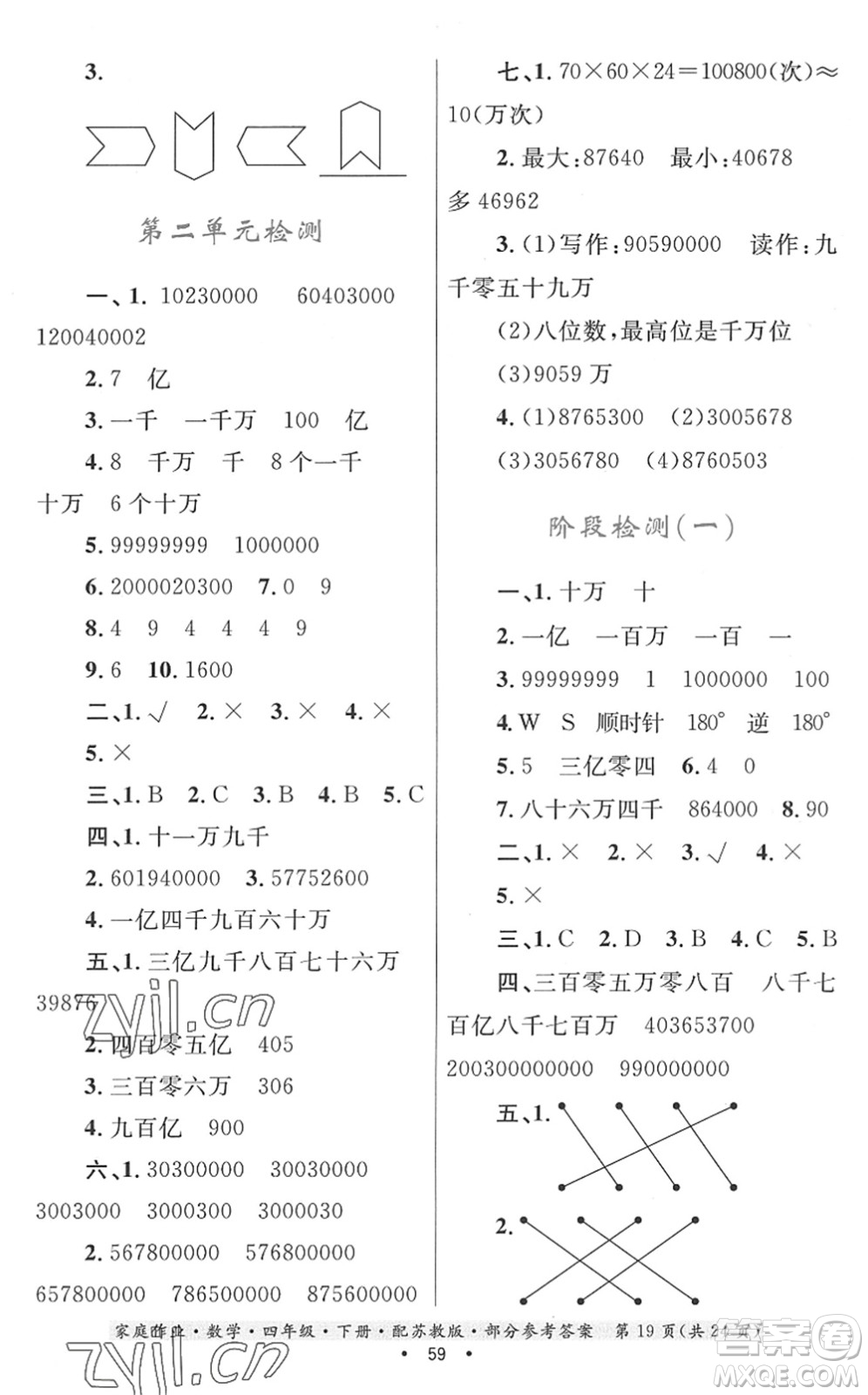 貴州人民出版社2022家庭作業(yè)四年級(jí)數(shù)學(xué)下冊(cè)蘇教版答案