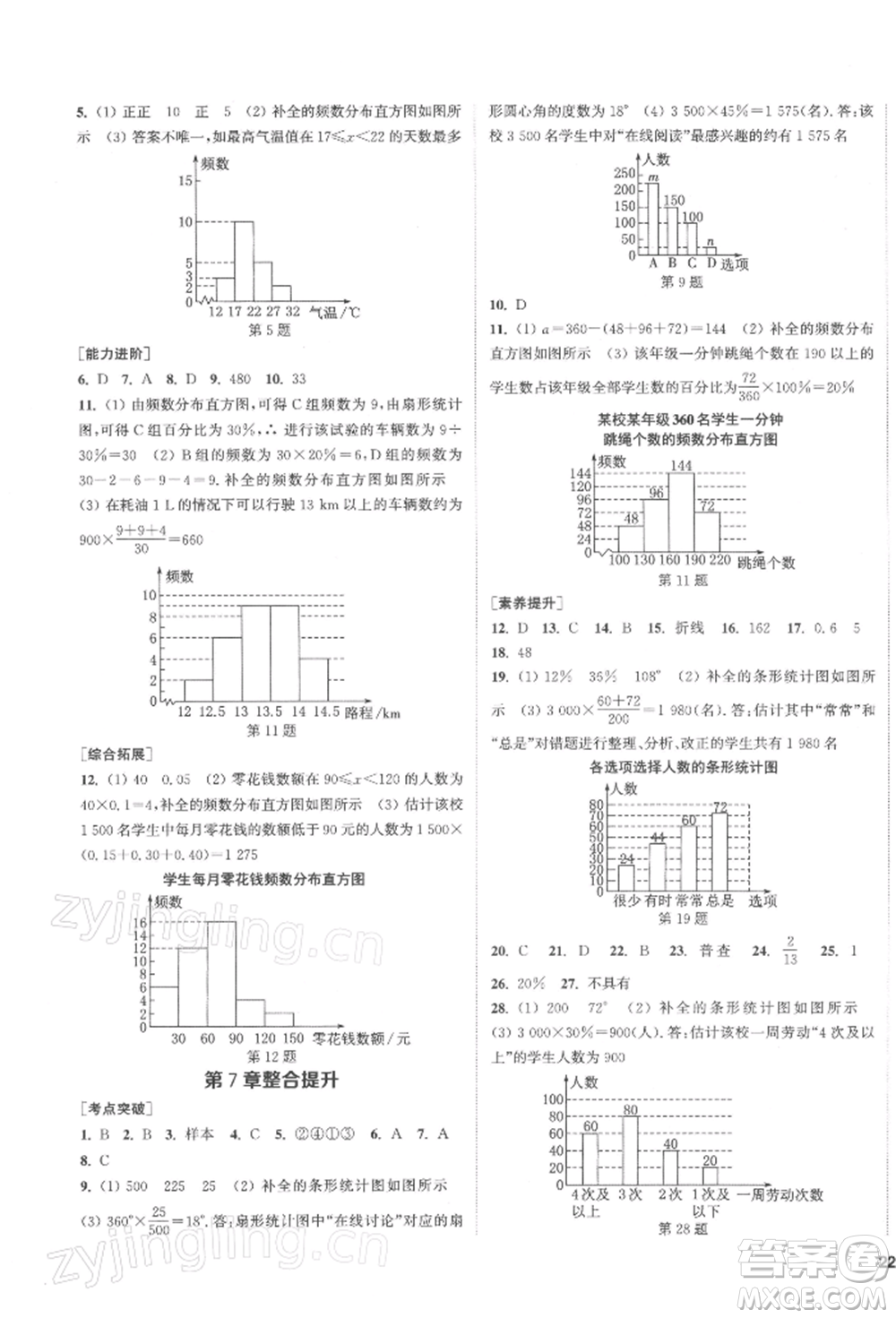 蘇州大學出版社2022金鑰匙1+1課時作業(yè)目標檢測八年級下冊數(shù)學江蘇版鹽城專版參考答案