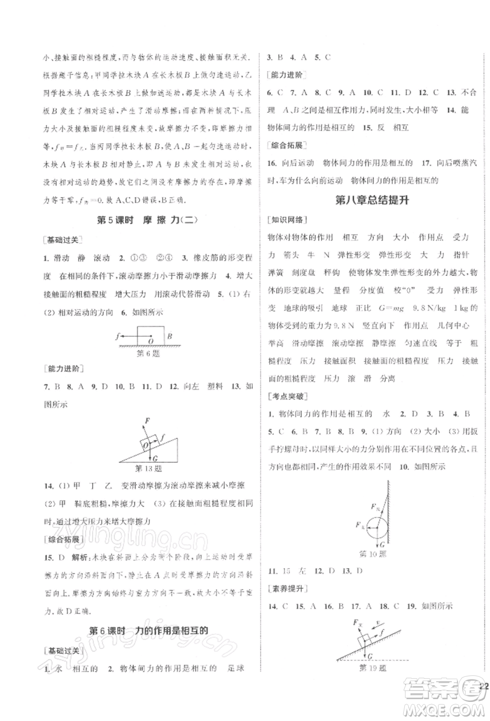 蘇州大學(xué)出版社2022金鑰匙1+1課時作業(yè)目標(biāo)檢測八年級下冊物理江蘇版鹽城專版參考答案