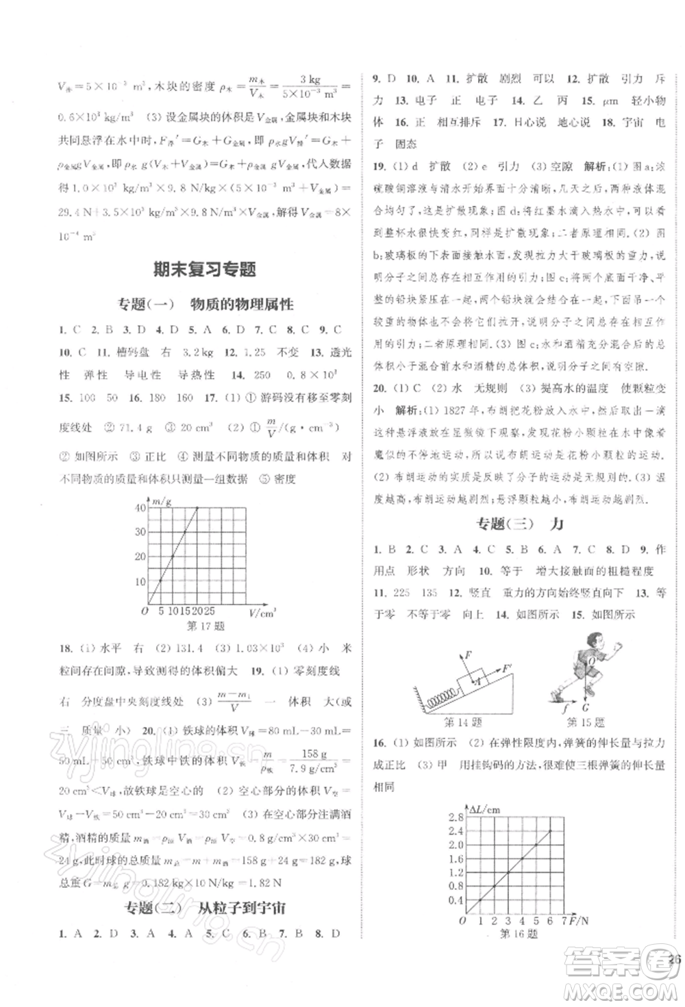蘇州大學(xué)出版社2022金鑰匙1+1課時作業(yè)目標(biāo)檢測八年級下冊物理江蘇版鹽城專版參考答案