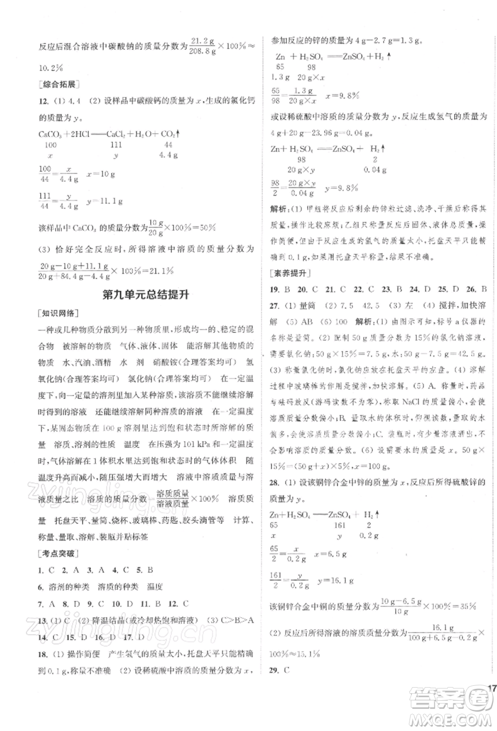 蘇州大學(xué)出版社2022金鑰匙1+1課時作業(yè)目標(biāo)檢測九年級下冊化學(xué)全國版鹽城專版參考答案