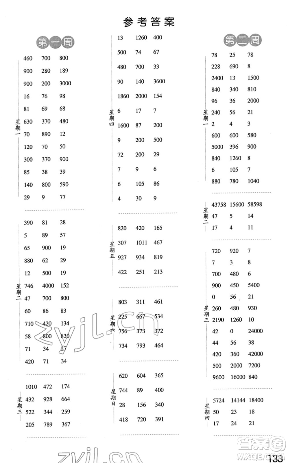 寧夏人民教育出版社2022經(jīng)綸學(xué)典口算達(dá)人四年級(jí)數(shù)學(xué)下冊(cè)RJ人教版答案