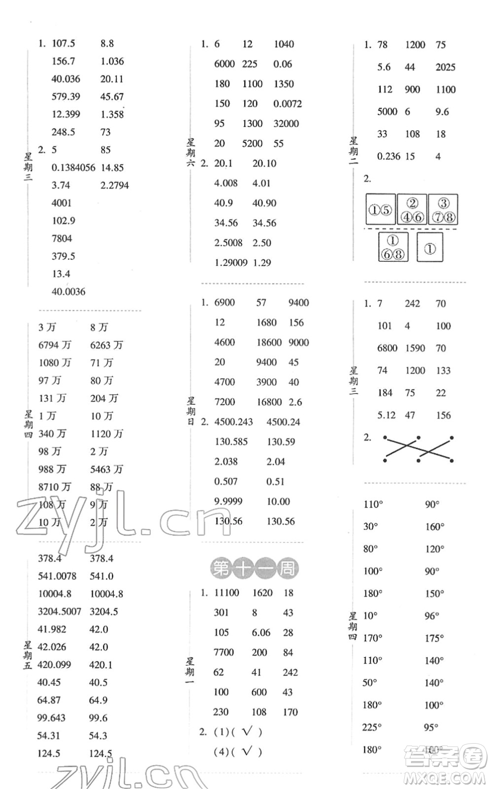 寧夏人民教育出版社2022經(jīng)綸學(xué)典口算達(dá)人四年級(jí)數(shù)學(xué)下冊(cè)RJ人教版答案
