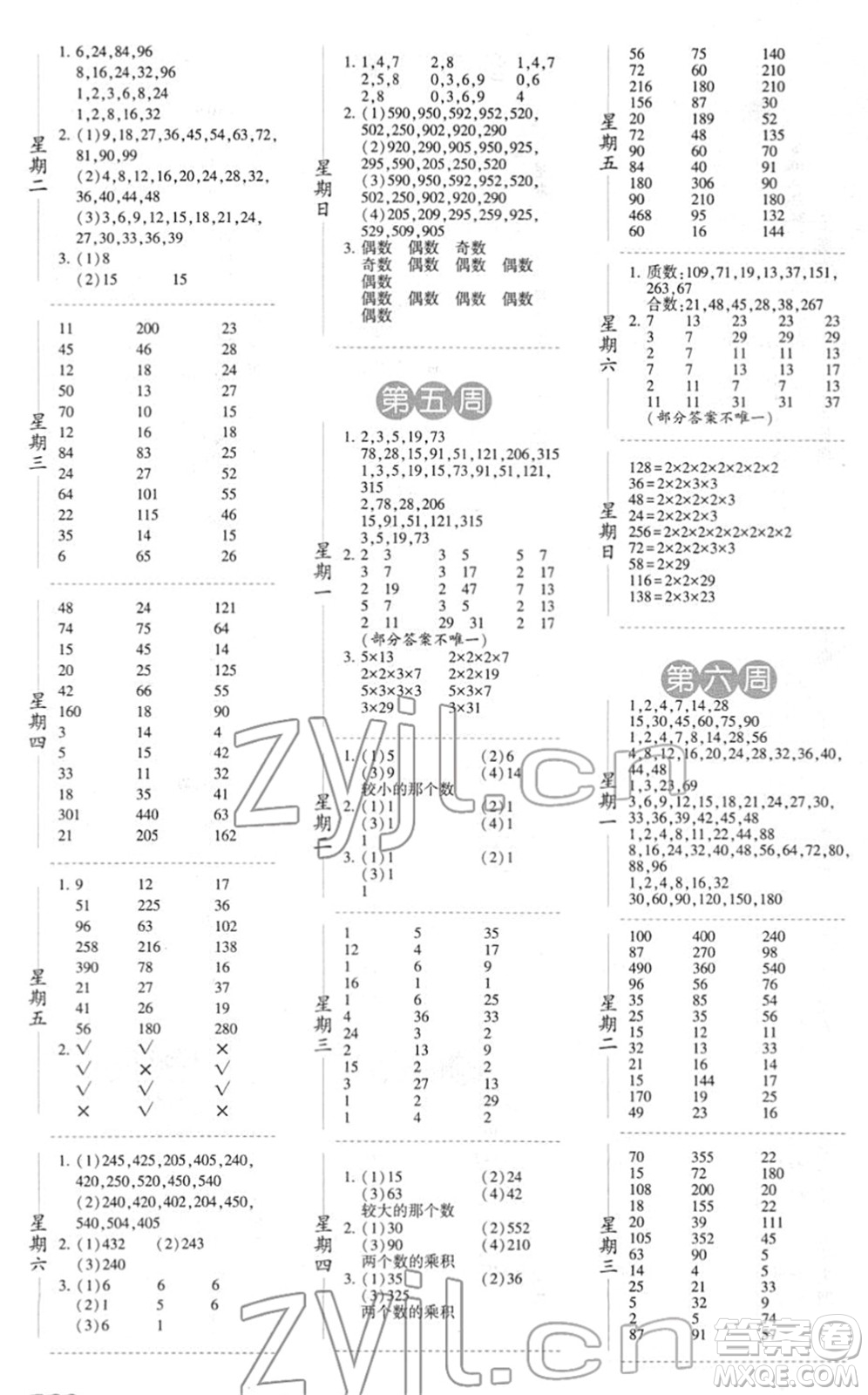 寧夏人民教育出版社2022經(jīng)綸學(xué)典口算達(dá)人五年級(jí)數(shù)學(xué)下冊(cè)江蘇國標(biāo)版答案