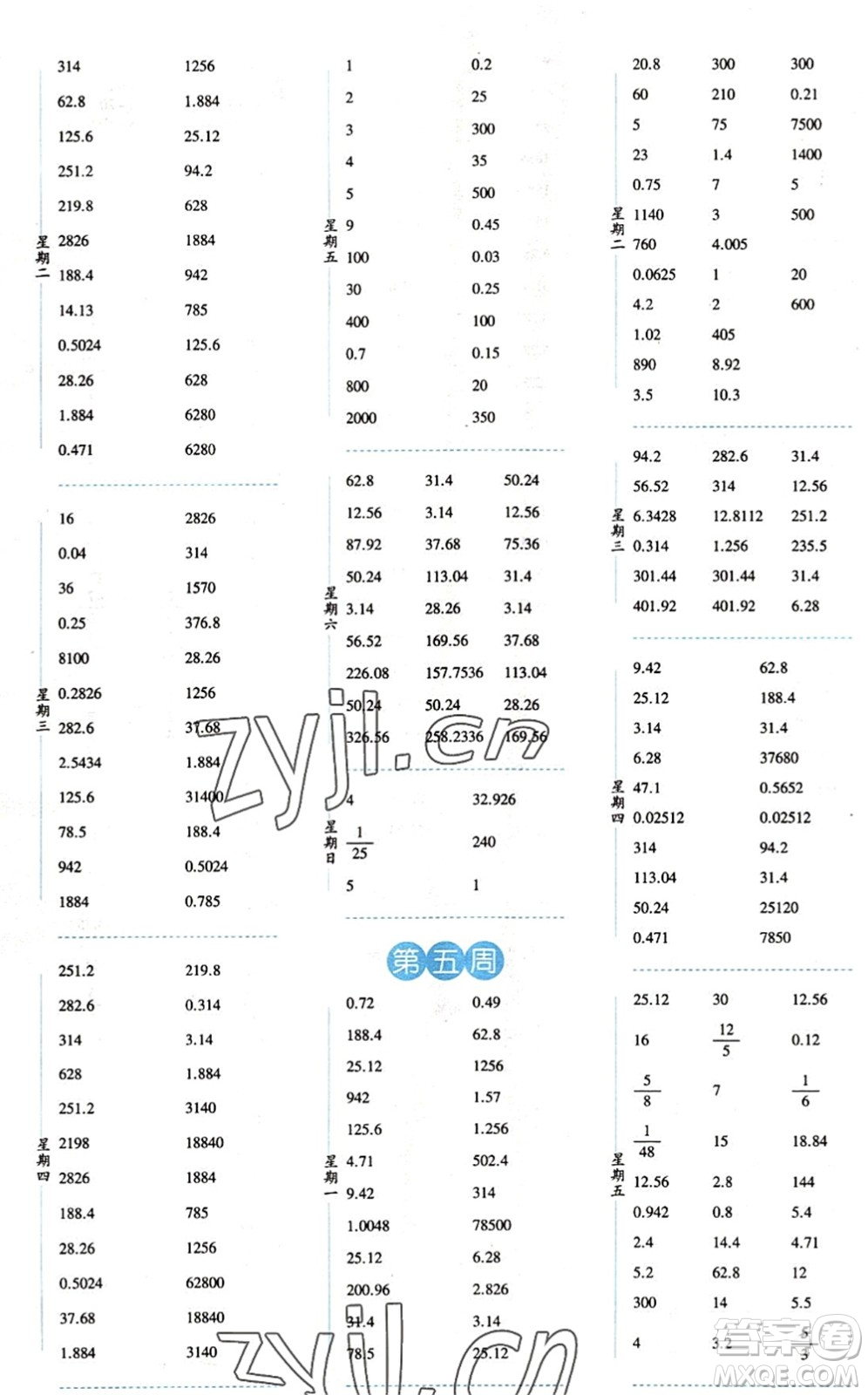 寧夏人民教育出版社2022經(jīng)綸學(xué)典口算達人六年級數(shù)學(xué)下冊QD青島版答案