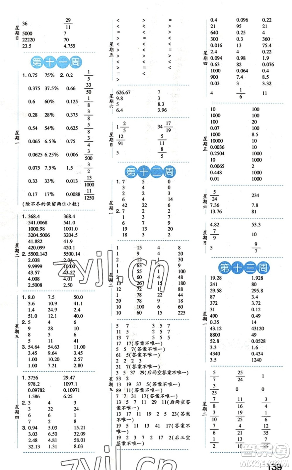 寧夏人民教育出版社2022經(jīng)綸學(xué)典口算達人六年級數(shù)學(xué)下冊QD青島版答案