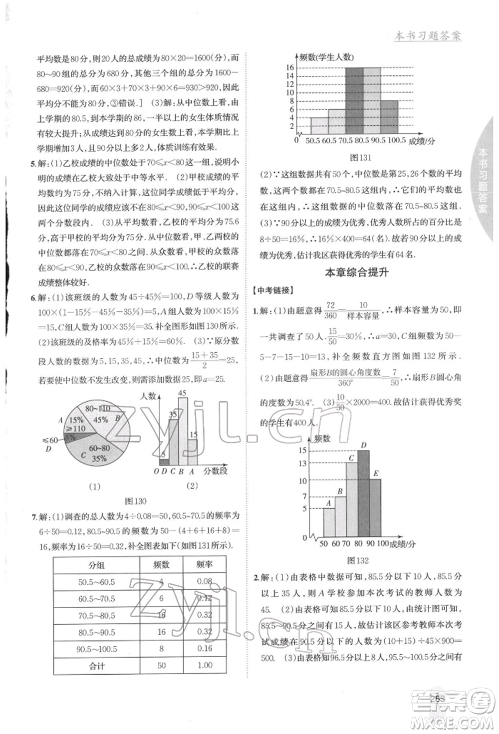 吉林人民出版社2022尖子生學案八年級下冊數(shù)學湘教版參考答案