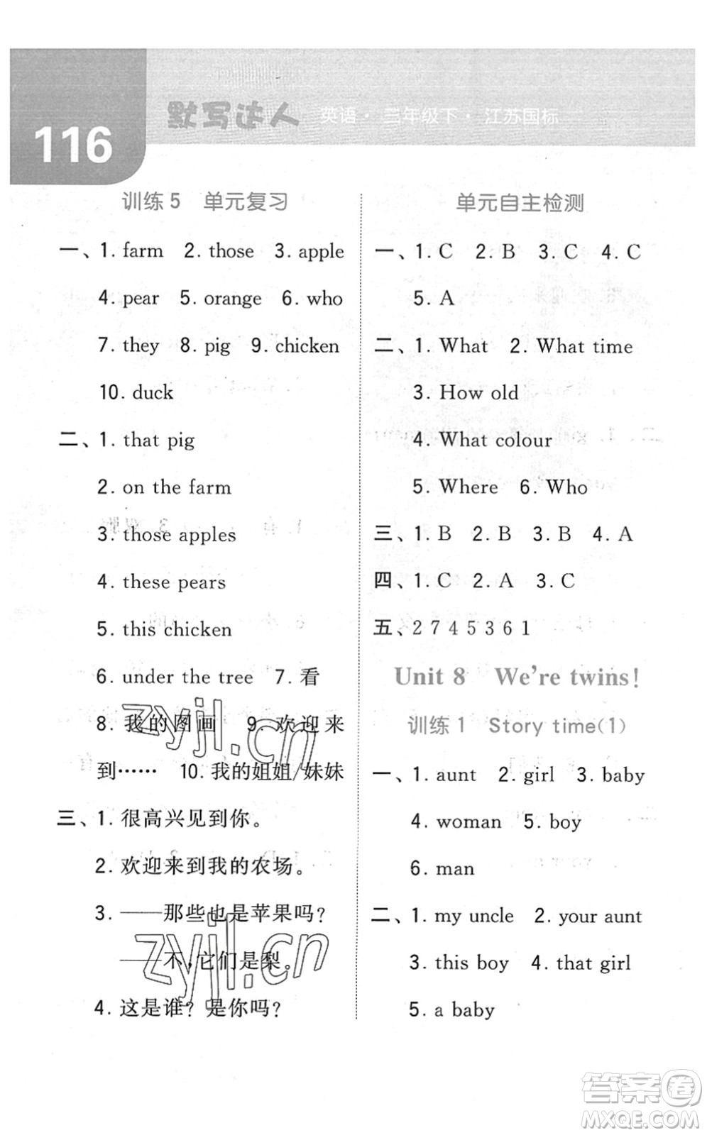 寧夏人民教育出版社2022經(jīng)綸學(xué)典默寫達(dá)人三年級(jí)英語(yǔ)下冊(cè)江蘇版答案