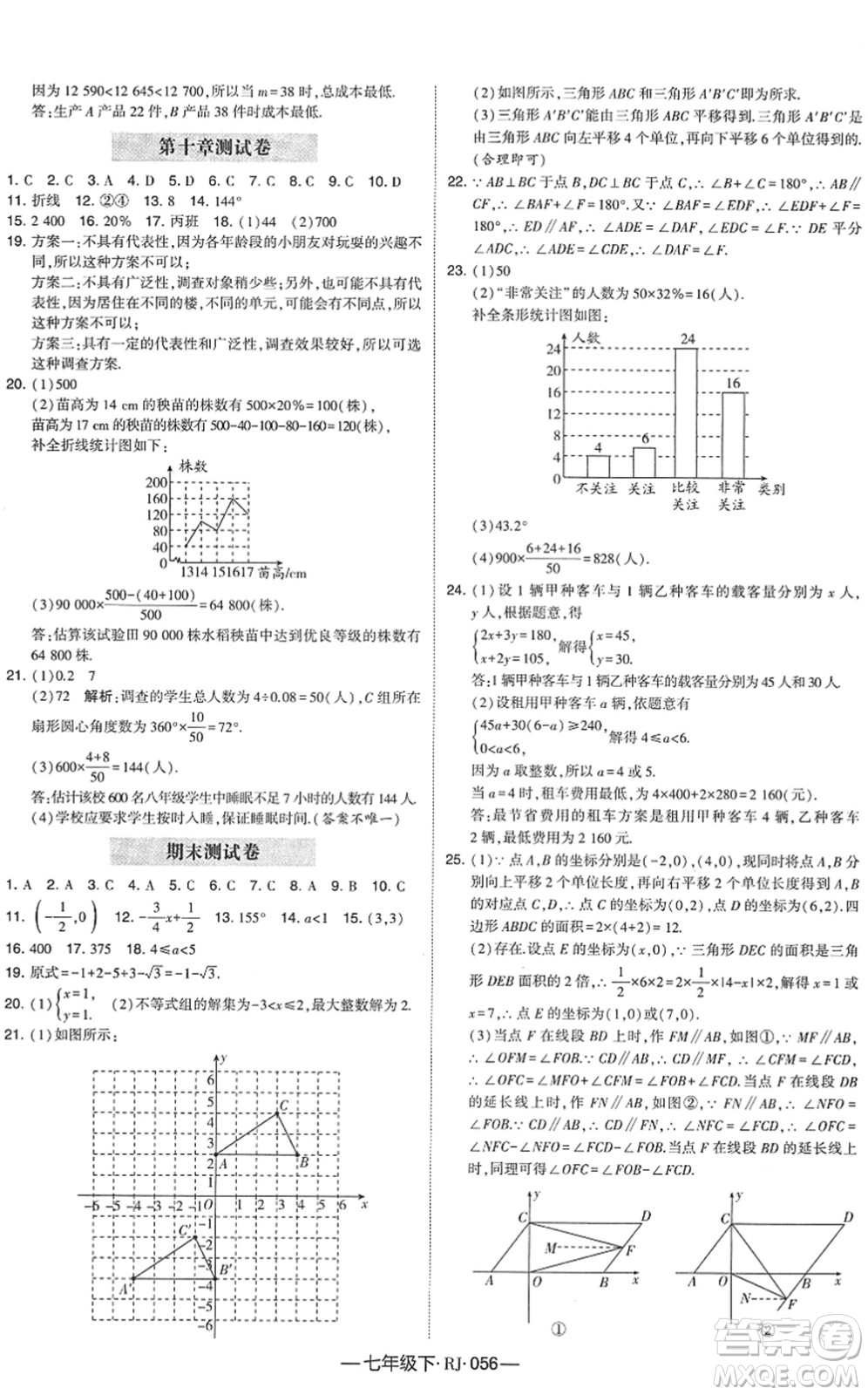 寧夏人民教育出版社2022學(xué)霸課時(shí)作業(yè)七年級(jí)數(shù)學(xué)下冊(cè)RJ人教版答案