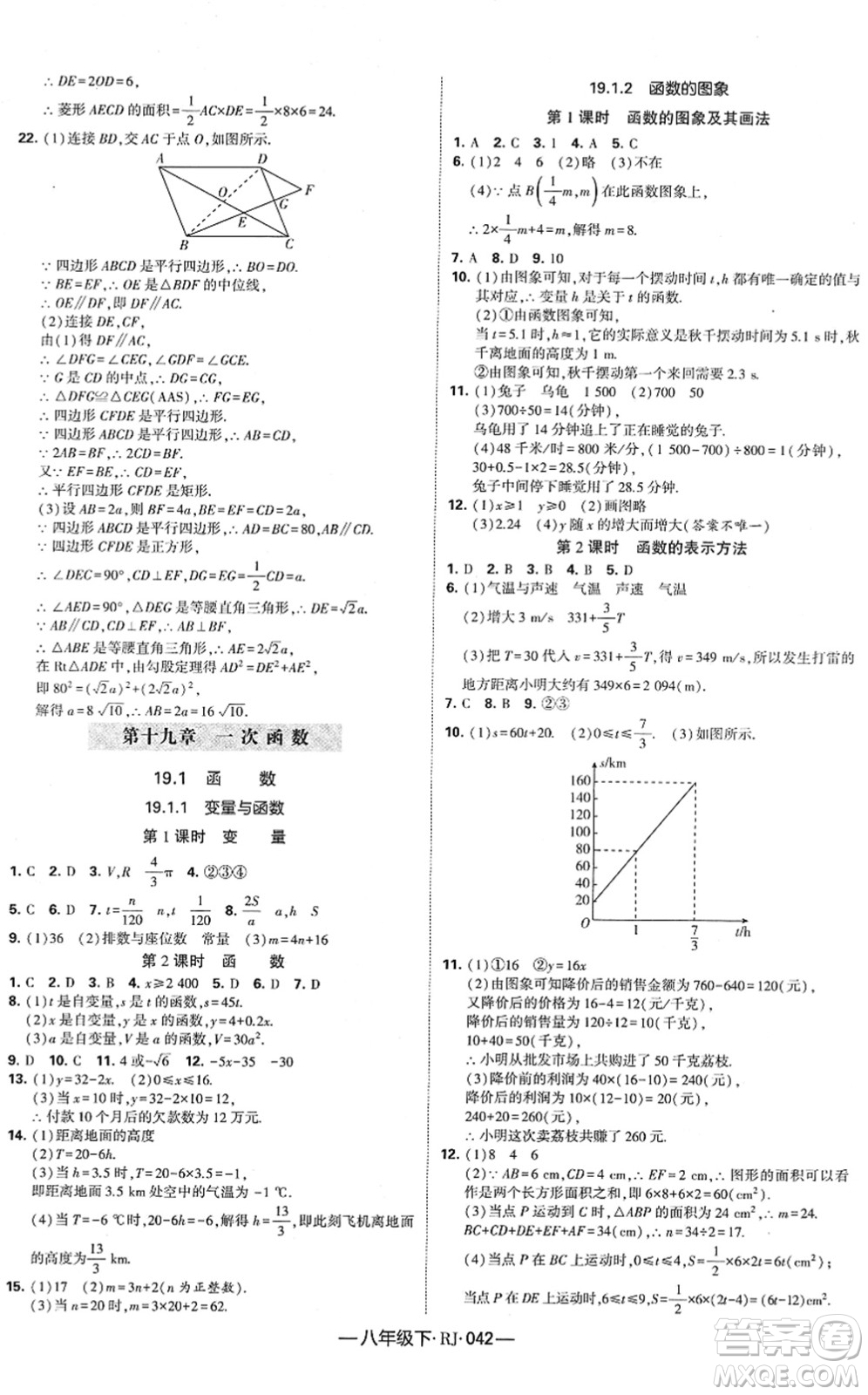 寧夏人民教育出版社2022學霸課時作業(yè)八年級數(shù)學下冊RJ人教版答案