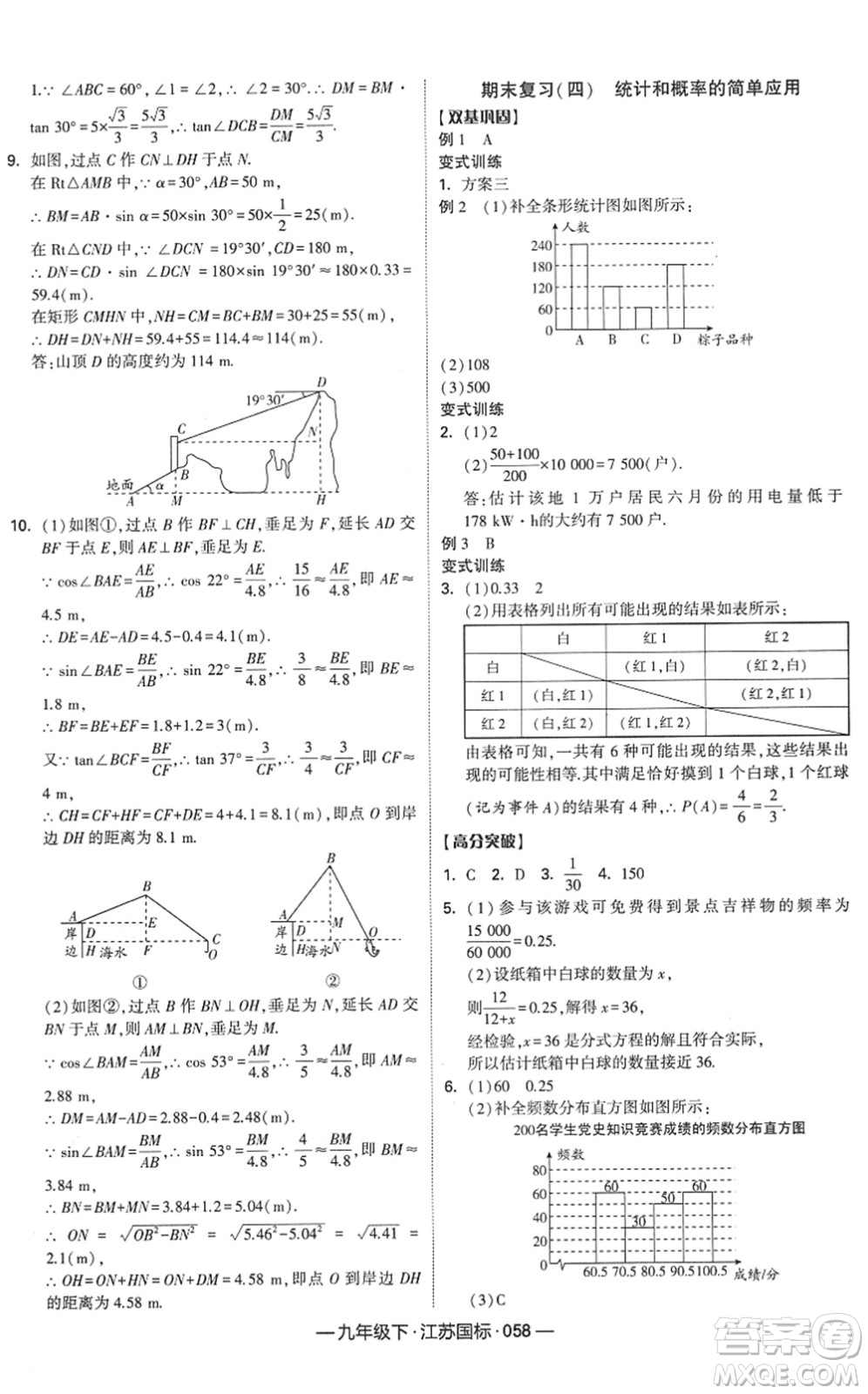 寧夏人民教育出版社2022學(xué)霸課時作業(yè)九年級數(shù)學(xué)下冊江蘇國標(biāo)版答案