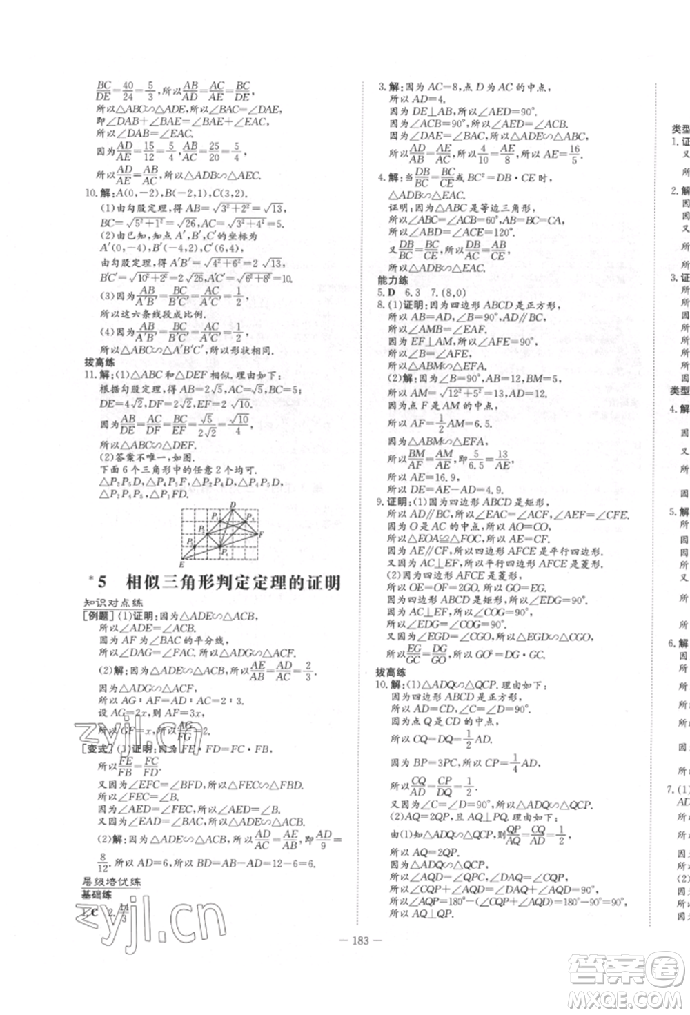 陜西人民教育出版社2022練案五四學制八年級數(shù)學下冊魯教版參考答案