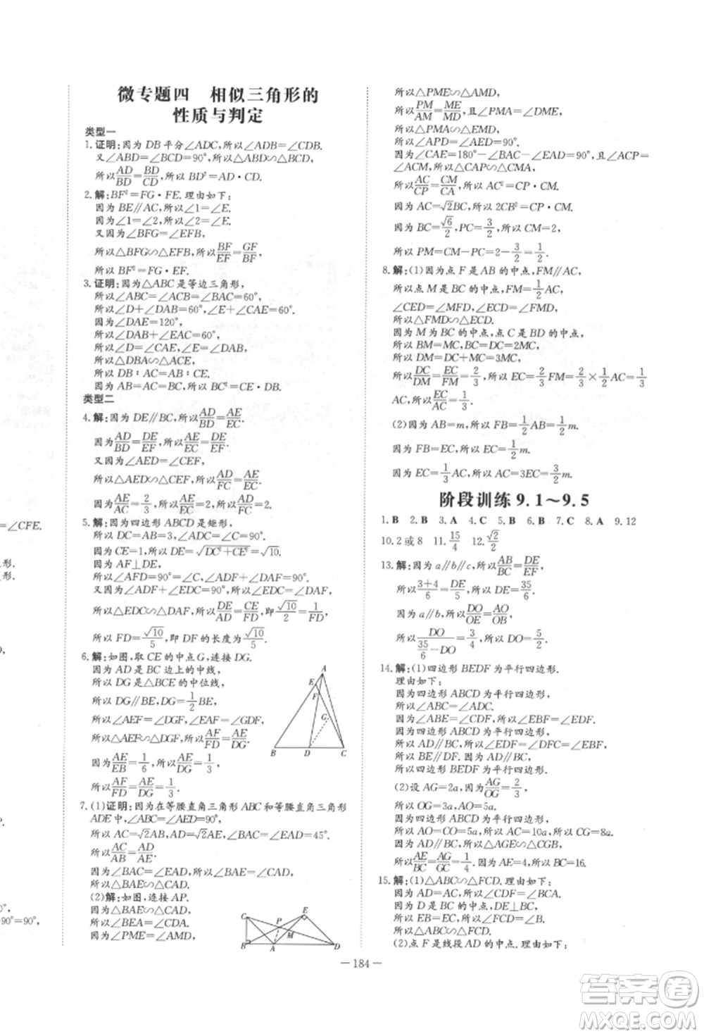 陜西人民教育出版社2022練案五四學制八年級數(shù)學下冊魯教版參考答案