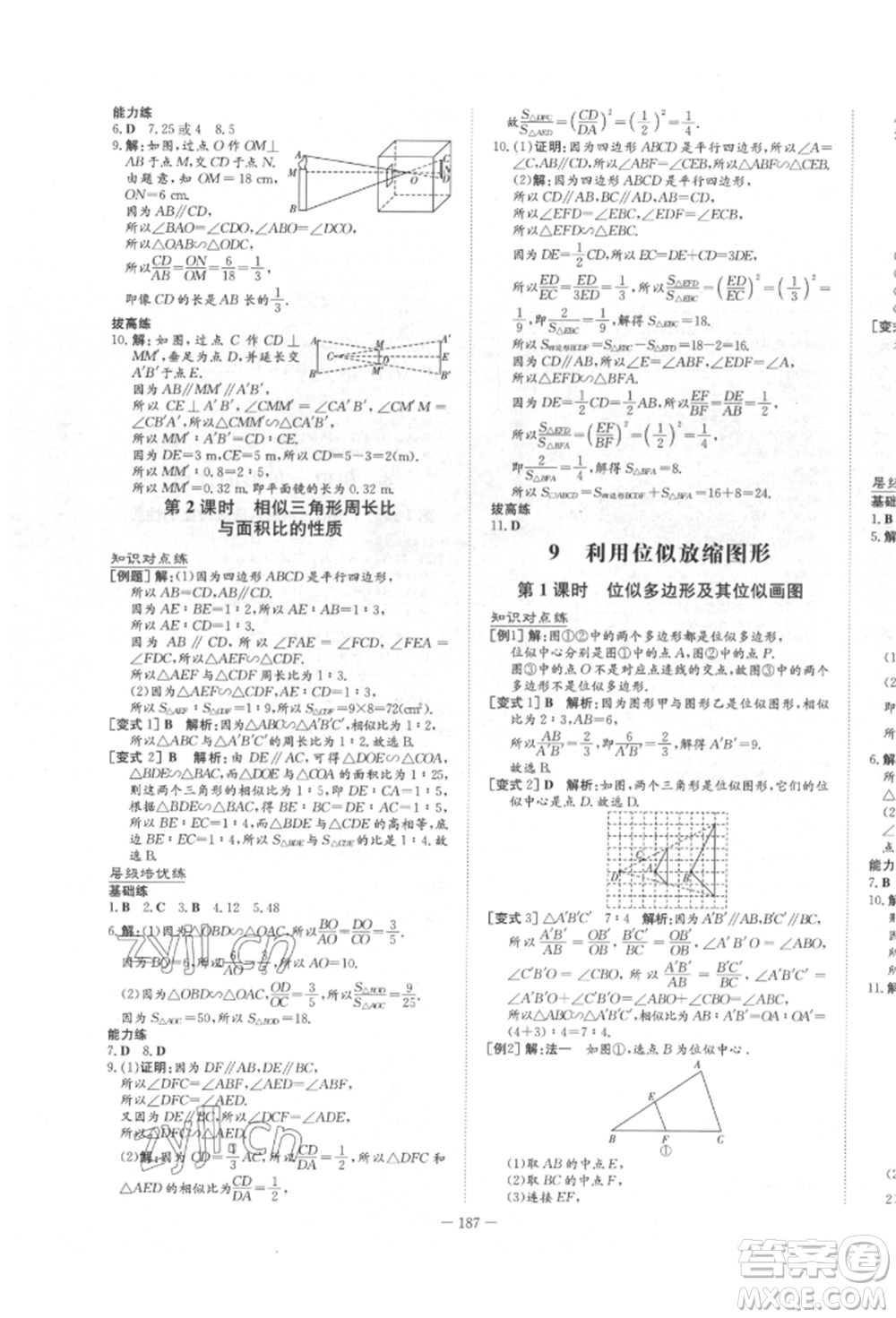 陜西人民教育出版社2022練案五四學制八年級數(shù)學下冊魯教版參考答案