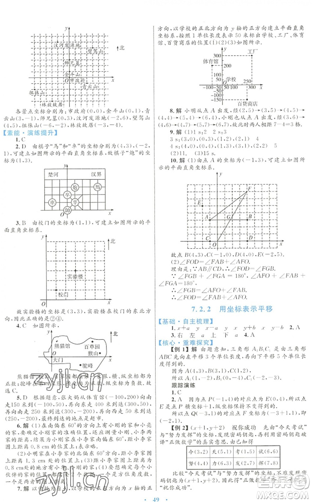 內(nèi)蒙古教育出版社2022初中同步學(xué)習(xí)目標(biāo)與檢測(cè)七年級(jí)數(shù)學(xué)下冊(cè)人教版答案