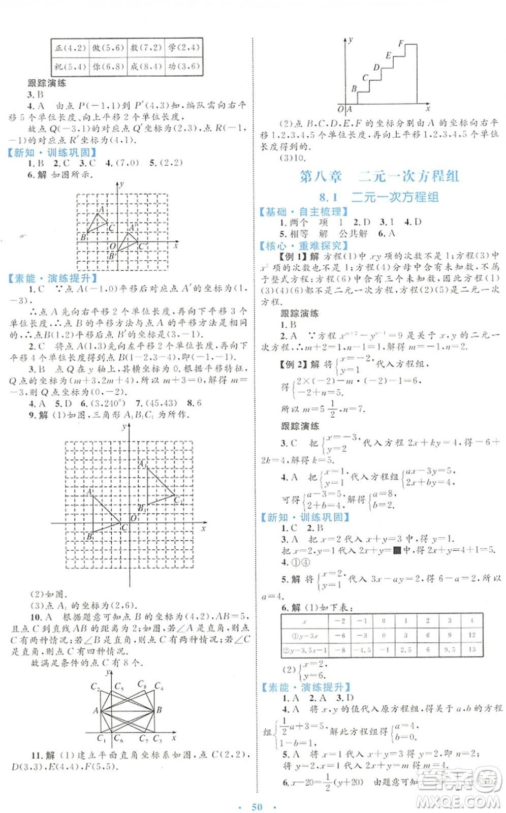 內(nèi)蒙古教育出版社2022初中同步學(xué)習(xí)目標(biāo)與檢測(cè)七年級(jí)數(shù)學(xué)下冊(cè)人教版答案
