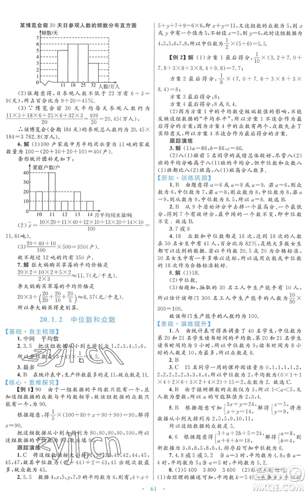 內(nèi)蒙古教育出版社2022初中同步學(xué)習(xí)目標(biāo)與檢測(cè)八年級(jí)數(shù)學(xué)下冊(cè)人教版答案