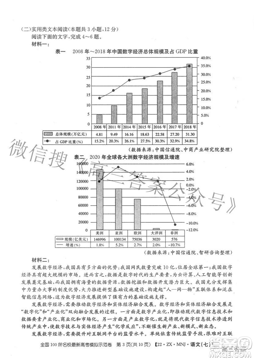 2022全國(guó)100所名校最新高考模擬示范卷七語(yǔ)文試題及答案