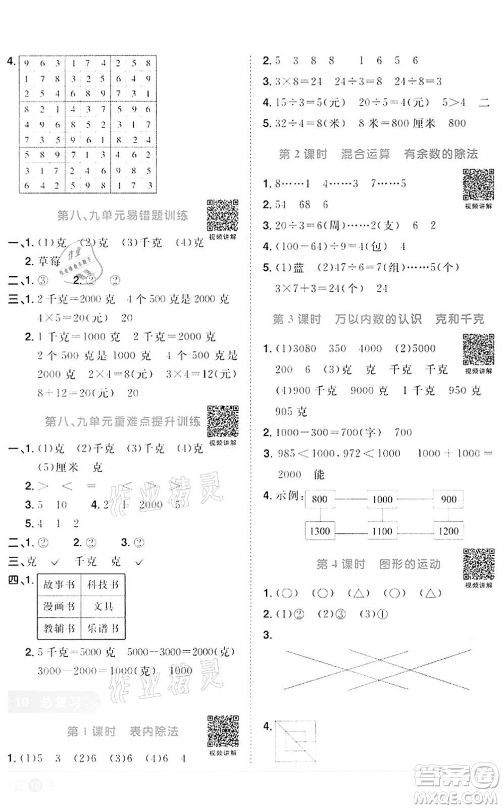 浙江教育出版社2022陽光同學(xué)課時(shí)達(dá)標(biāo)訓(xùn)練二年級(jí)數(shù)學(xué)下冊(cè)R人教版浙江專版答案