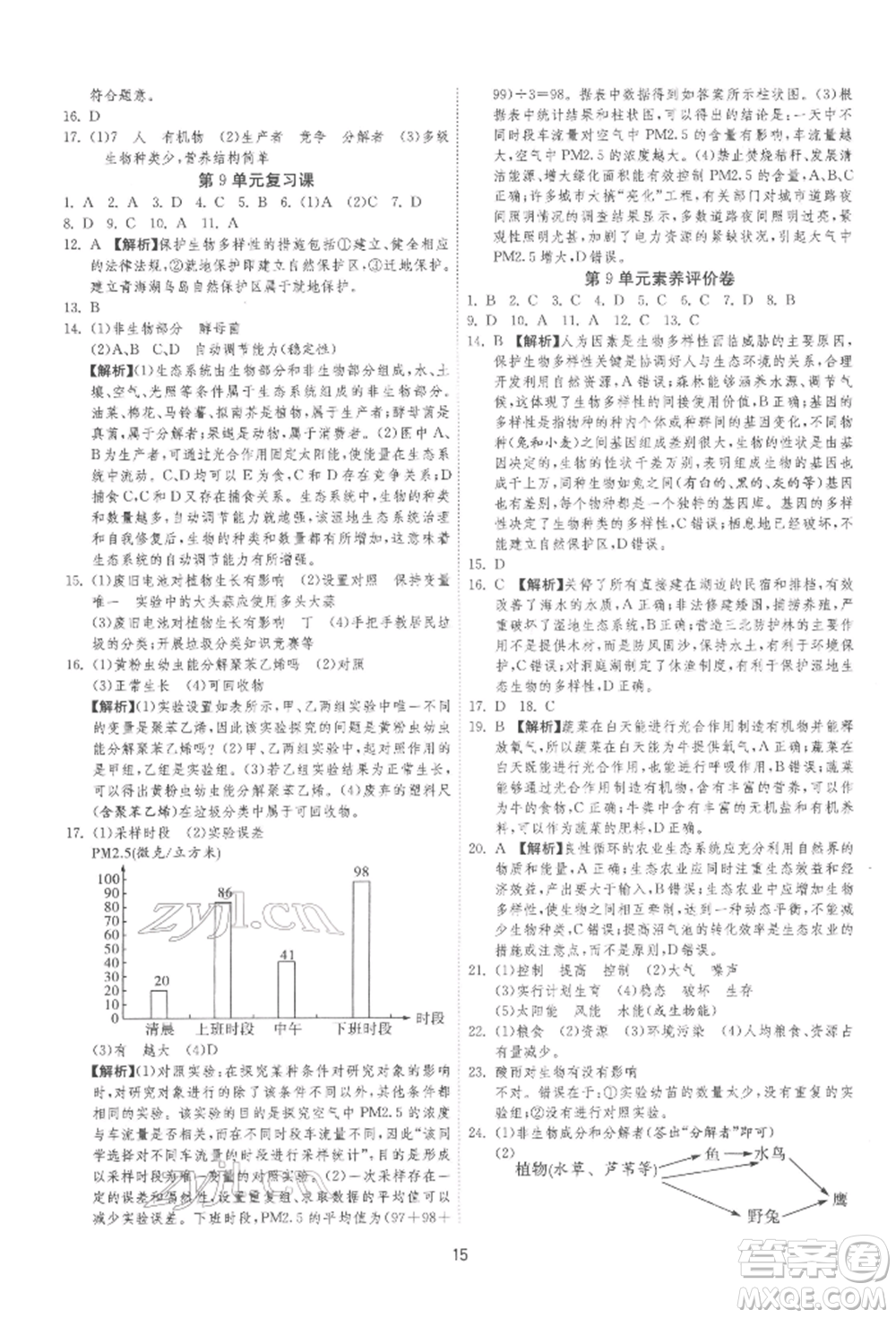 江蘇人民出版社2022年1課3練單元達(dá)標(biāo)測試八年級下冊生物學(xué)蘇科版參考答案