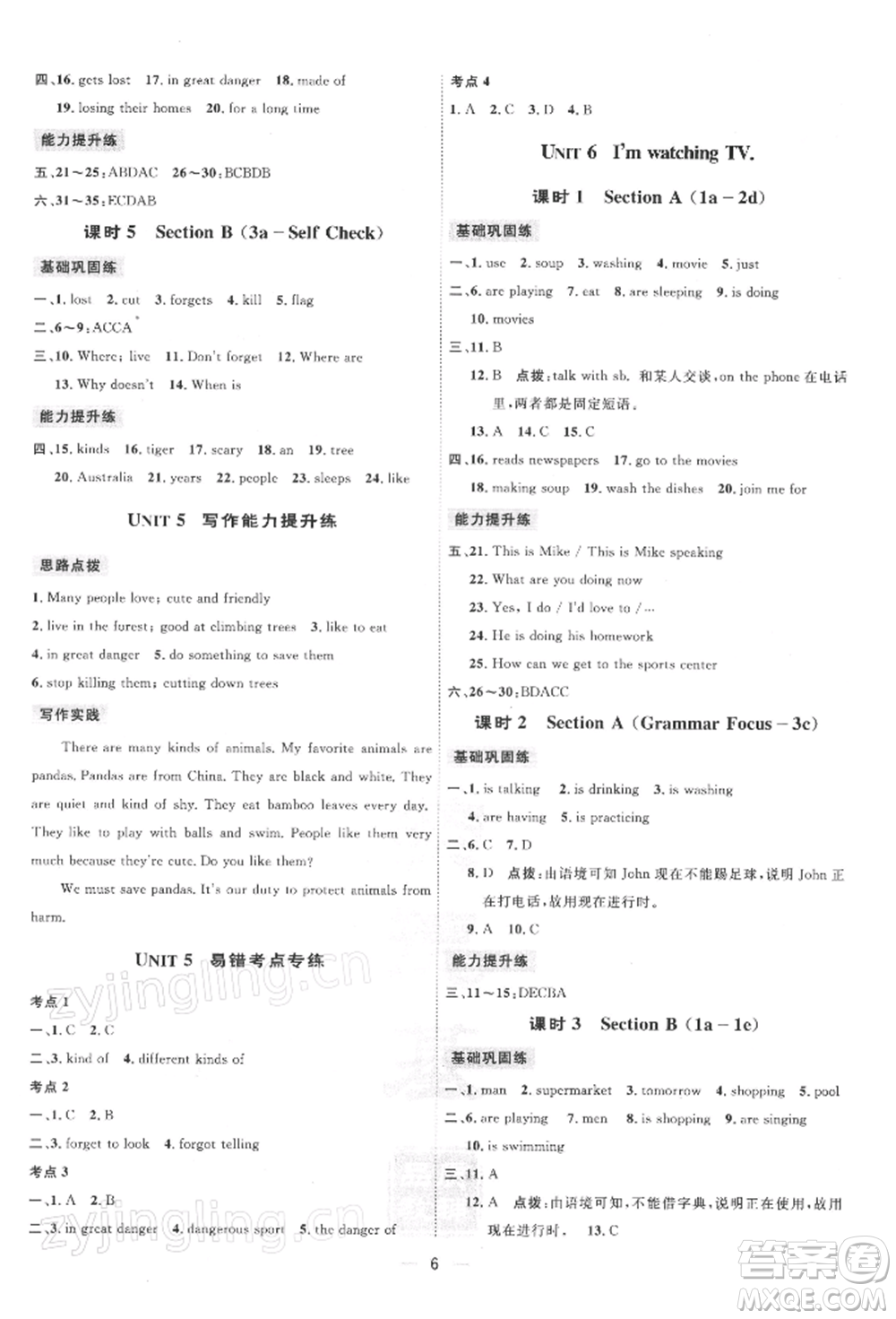 吉林教育出版社2022點(diǎn)撥訓(xùn)練課時(shí)作業(yè)本七年級(jí)下冊(cè)英語(yǔ)人教版參考答案