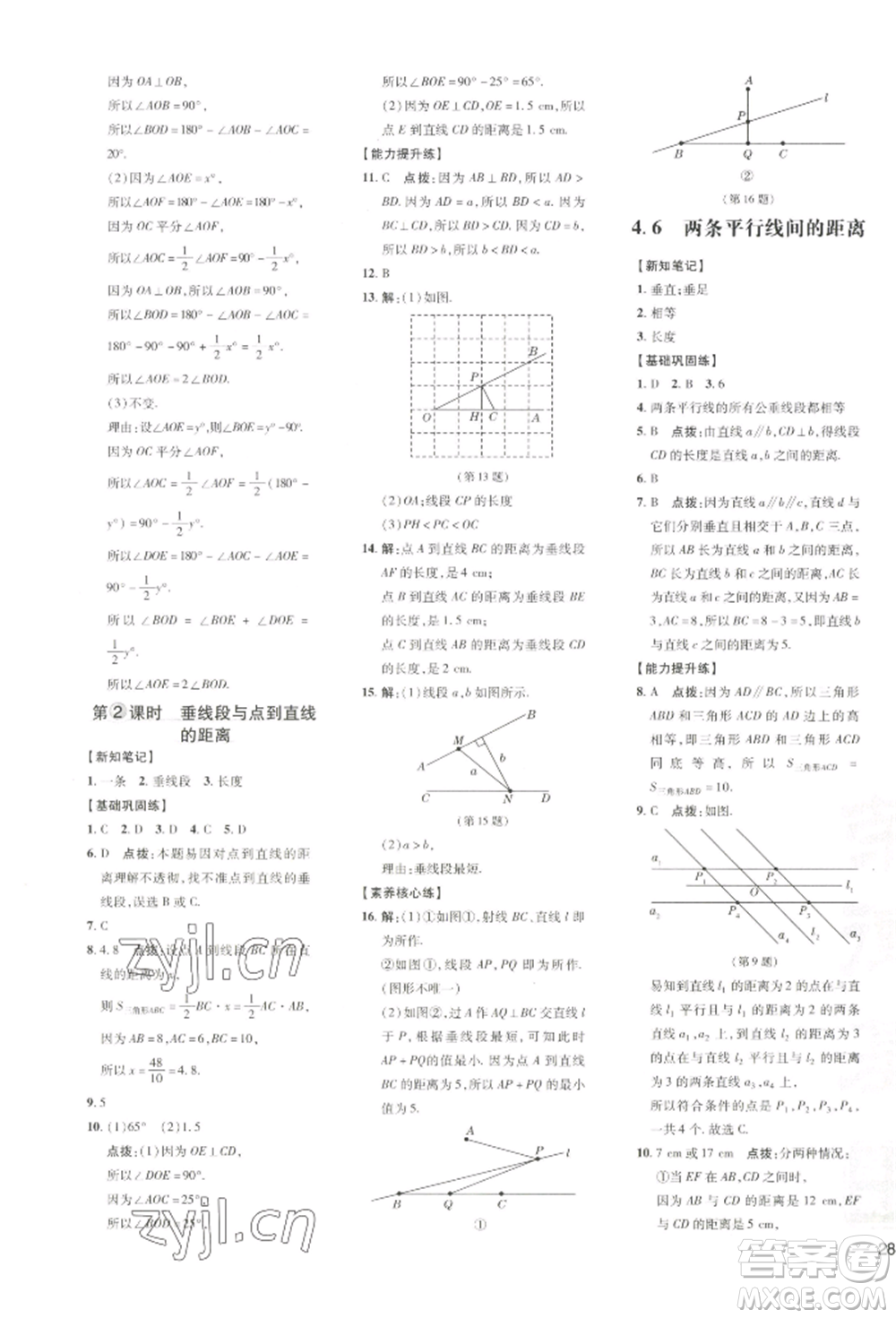 吉林教育出版社2022點(diǎn)撥訓(xùn)練課時(shí)作業(yè)本七年級(jí)下冊(cè)數(shù)學(xué)湘教版參考答案