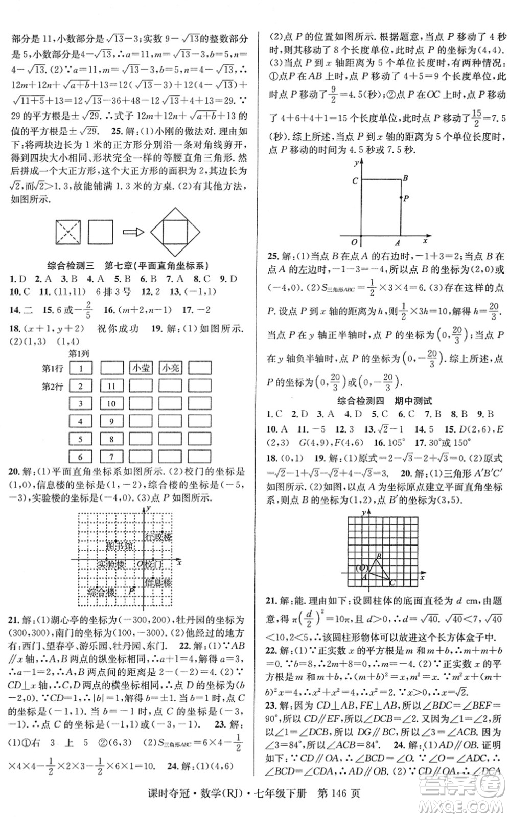 安徽師范大學(xué)出版社2022課時奪冠七年級數(shù)學(xué)下冊RJ人教版答案