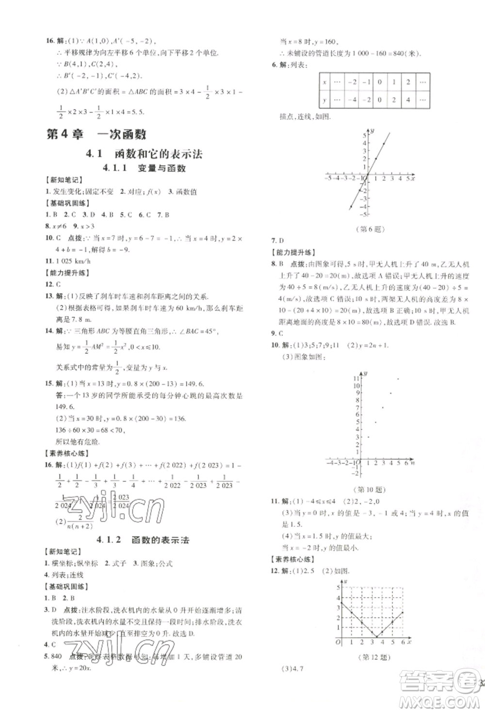 吉林教育出版社2022點撥訓(xùn)練課時作業(yè)本八年級下冊數(shù)學湘教版參考答案