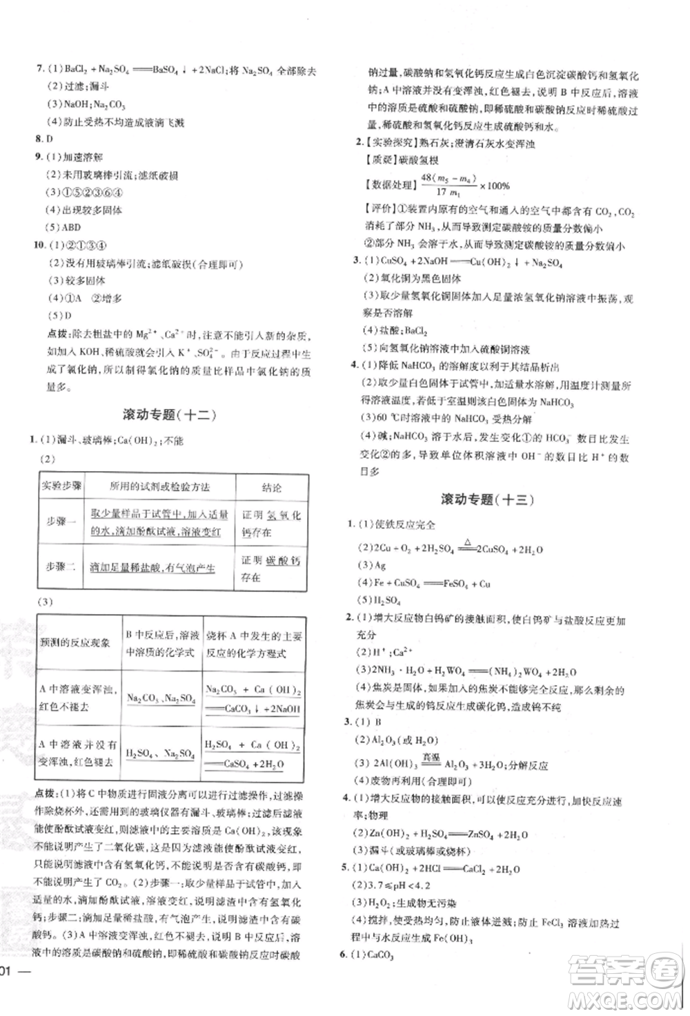 安徽教育出版社2022點撥訓練課時作業(yè)本九年級下冊化學人教版安徽專版參考答案