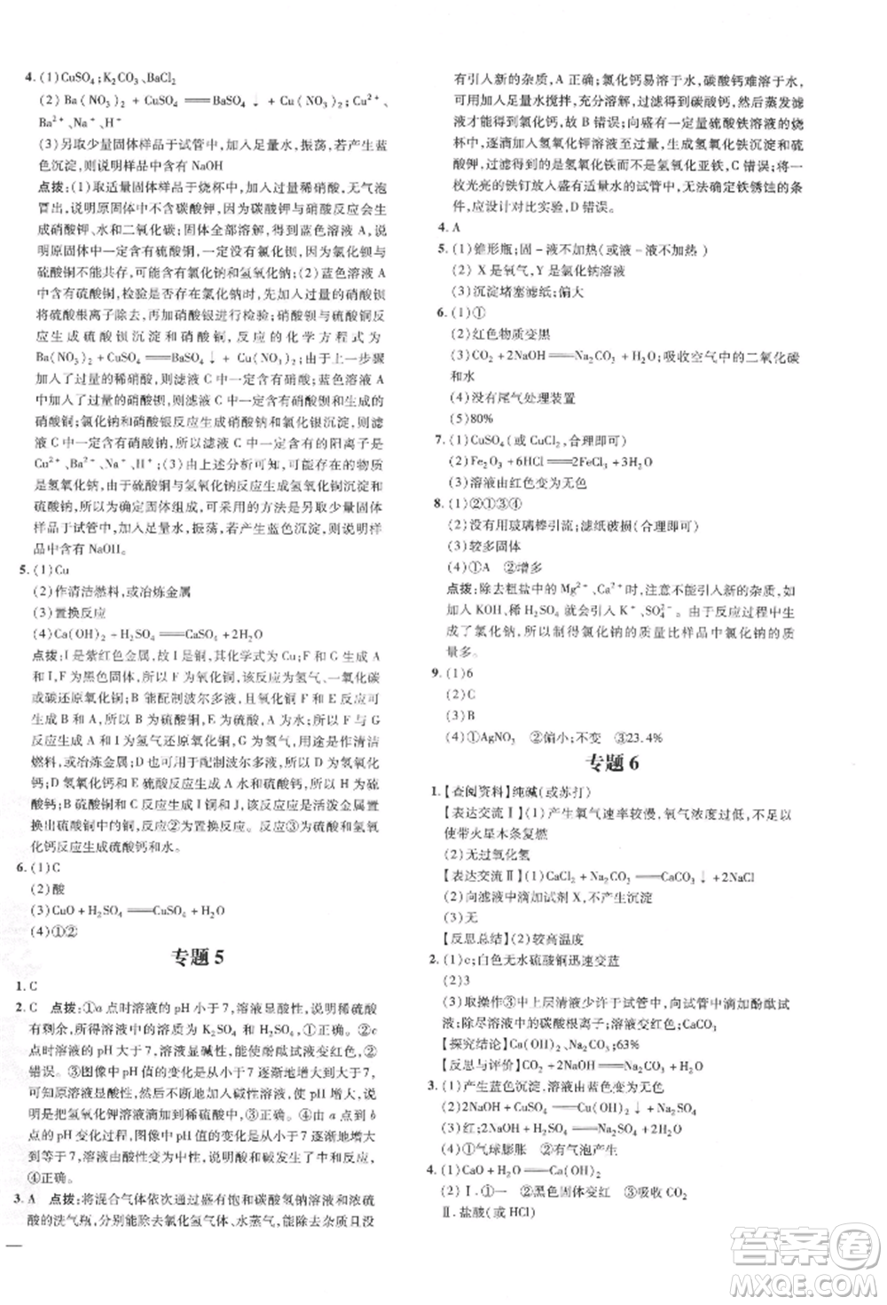 吉林教育出版社2022點(diǎn)撥訓(xùn)練課時(shí)作業(yè)本九年級(jí)下冊(cè)化學(xué)科學(xué)版參考答案