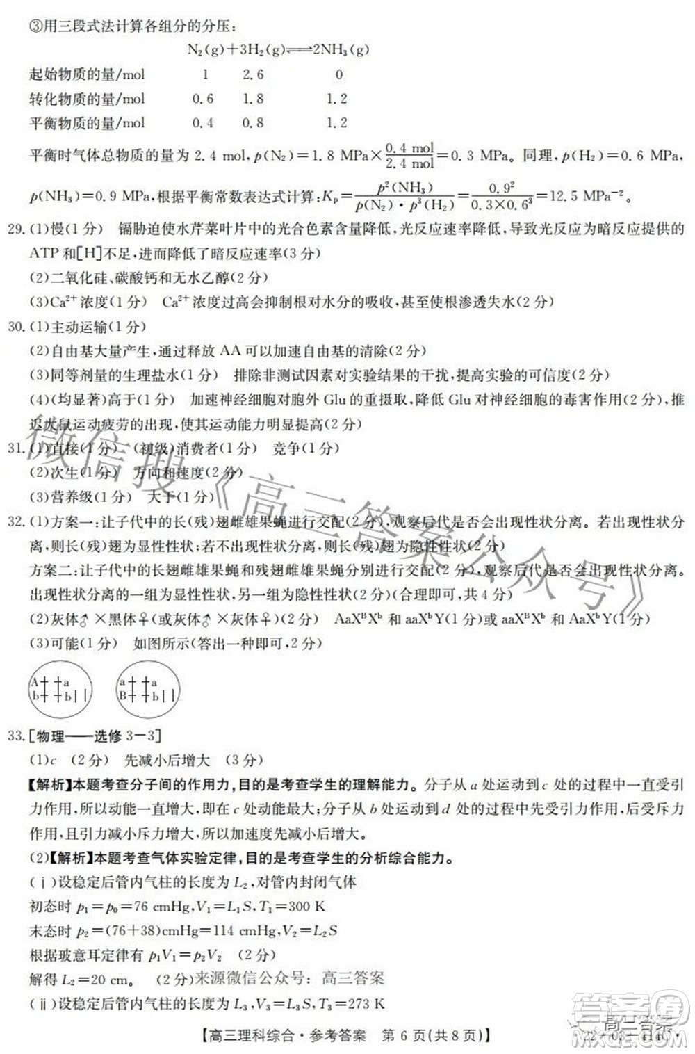 2022年4月河南省高三模擬考試?yán)砜凭C合試題及答案