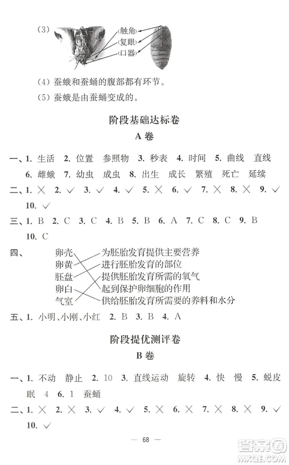 延邊大學出版社2022江蘇好卷三年級科學下冊教科版答案