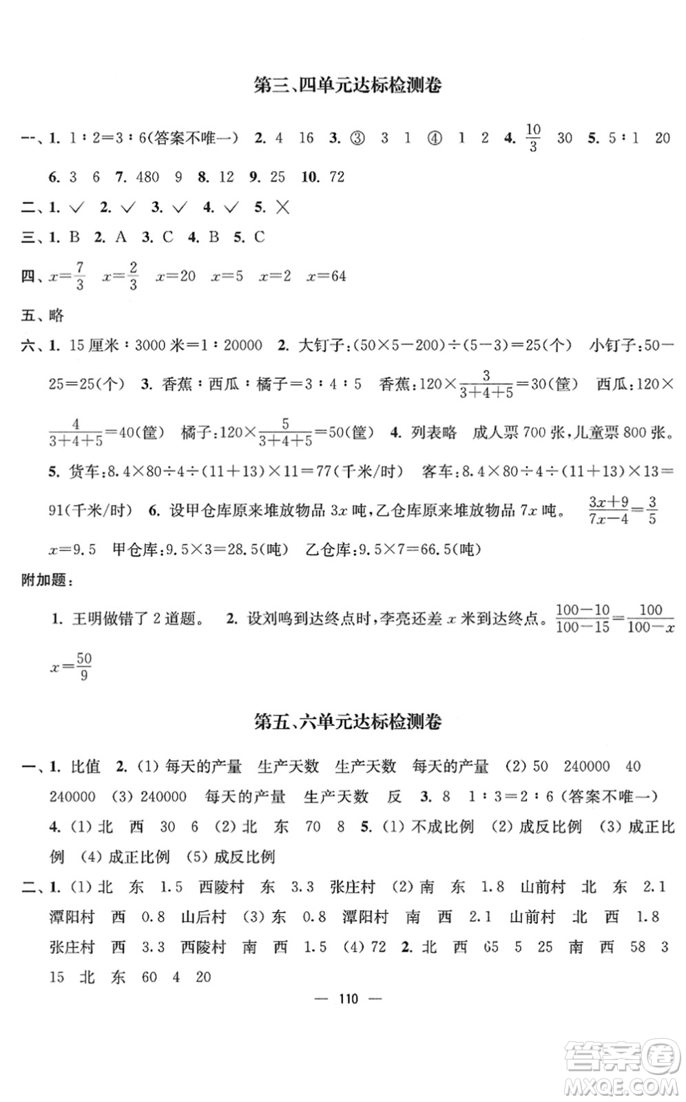 延邊大學(xué)出版社2022江蘇好卷六年級數(shù)學(xué)下冊蘇教版答案