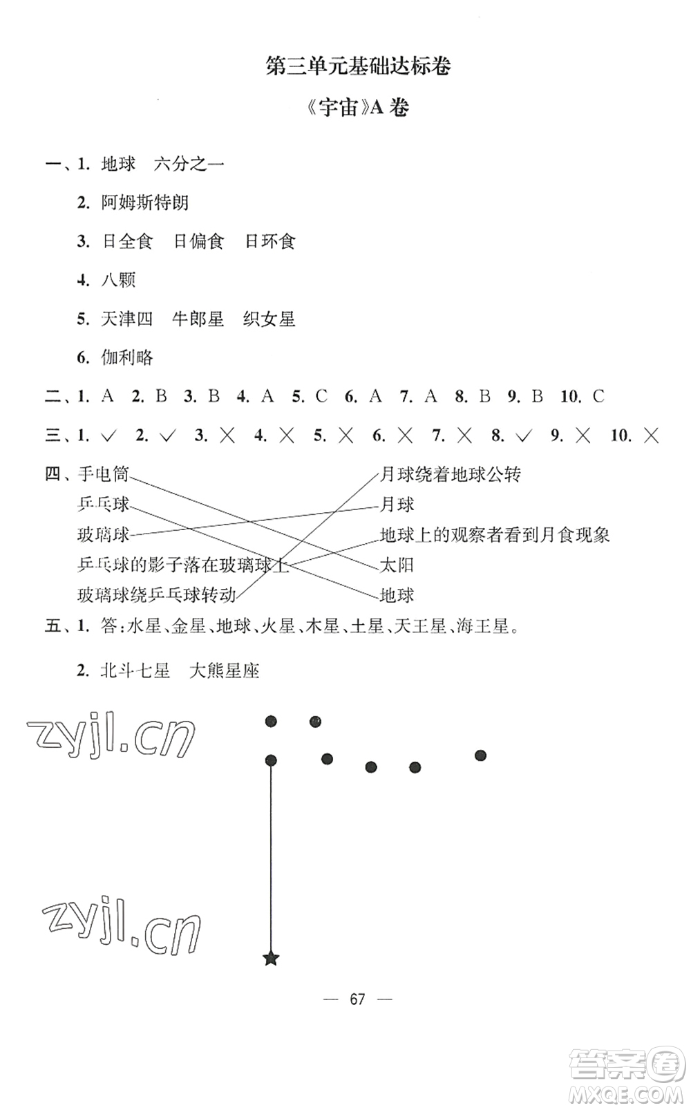 延邊大學出版社2022江蘇好卷六年級科學下冊教科版答案