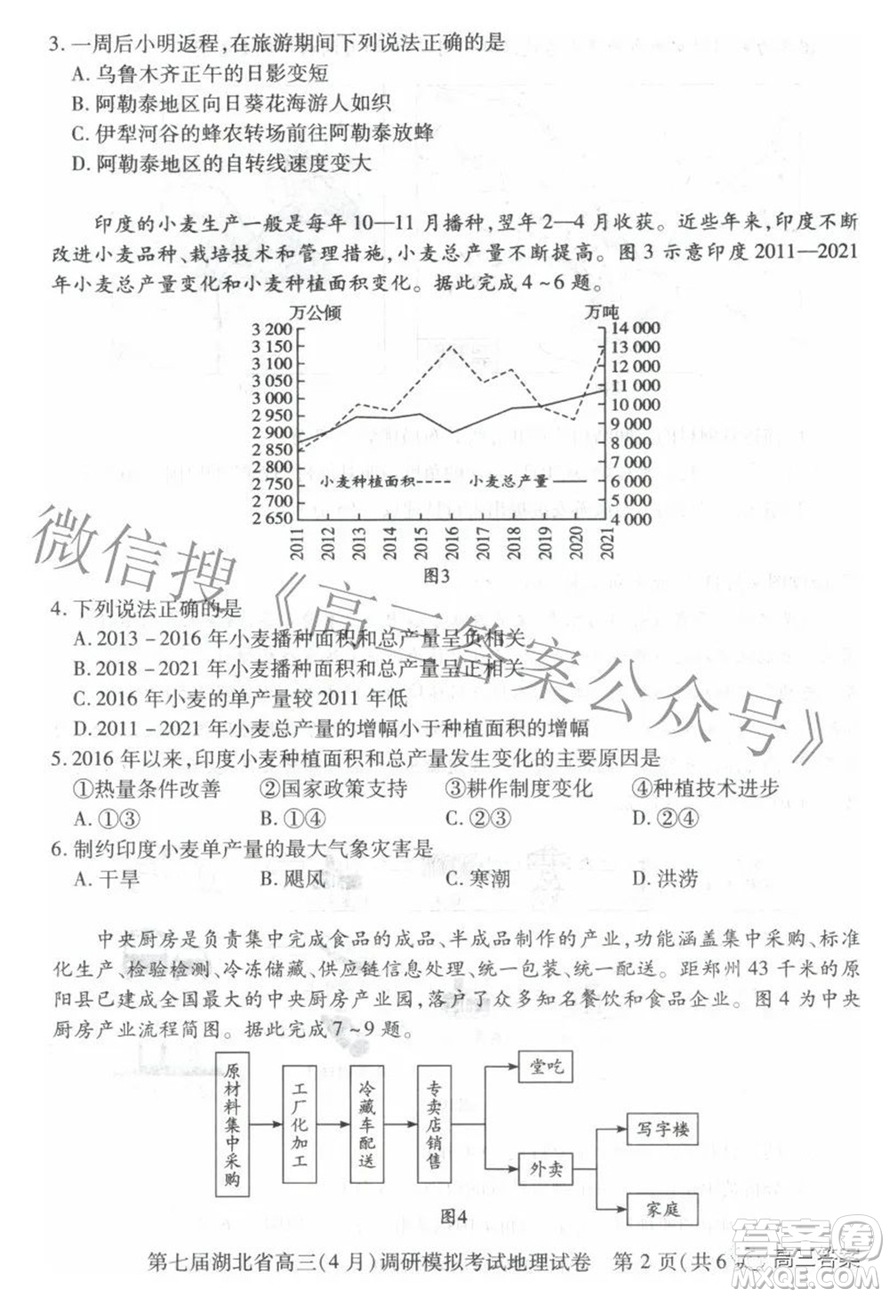 2022年第七屆湖北省高三4月調研模擬考試地理試題及答案