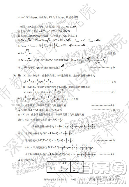 2022年深圳市高三年級第二次調(diào)研考試數(shù)學(xué)試題及答案